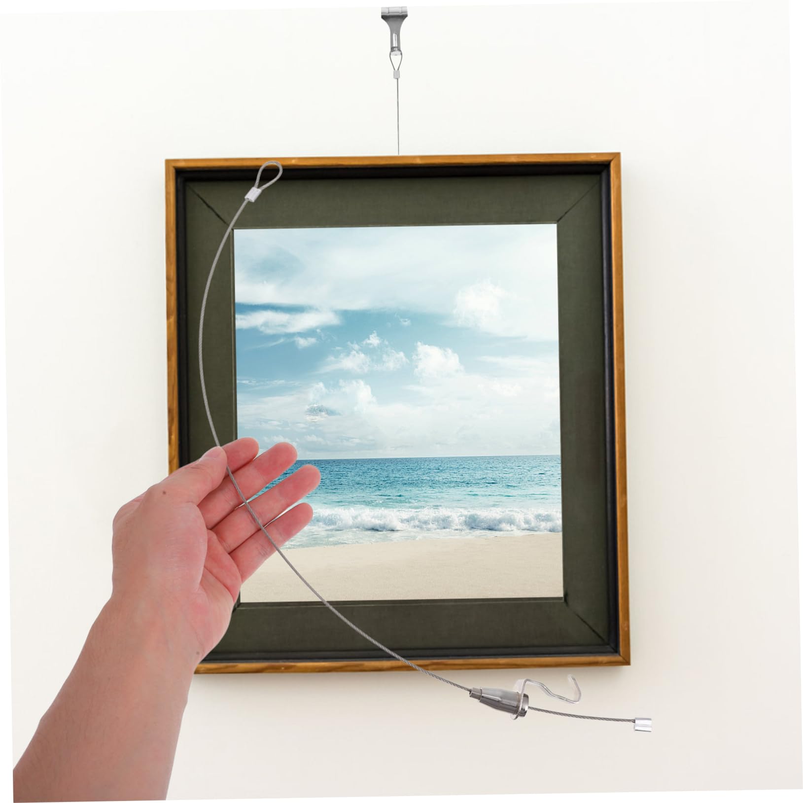 Kit Suspendre Facile à Installer pour Tableaux Crochets Réglables Fil de Cadre Photo Argenté en Acier Inoxydable 10 Sets pour Galeries Publiques et Maison