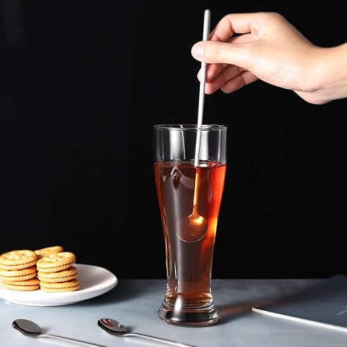 Miniatura 7 de Juego de 6 cucharas de mango largo de acero inoxidable para agitador de café, cucharas para mezclar de cóctel (acero inoxidable)