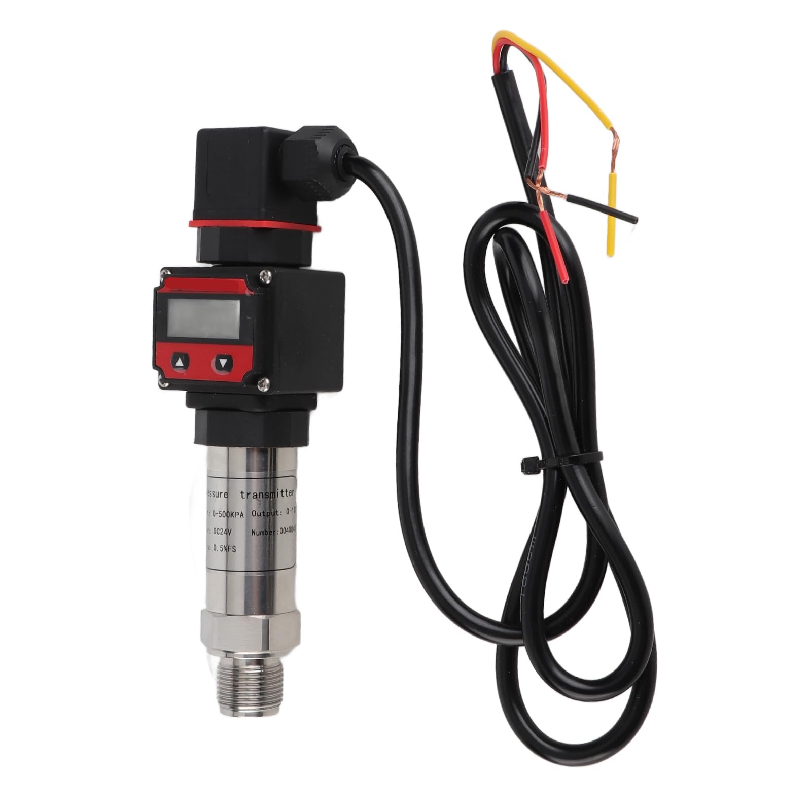 Domary Transmisor de Presión con Pantalla Digital de Aleación Aluminio 0-10 V para Medición Presión Aire y Agua, Construcción Robusta y Confiable (0-500Kpa)
