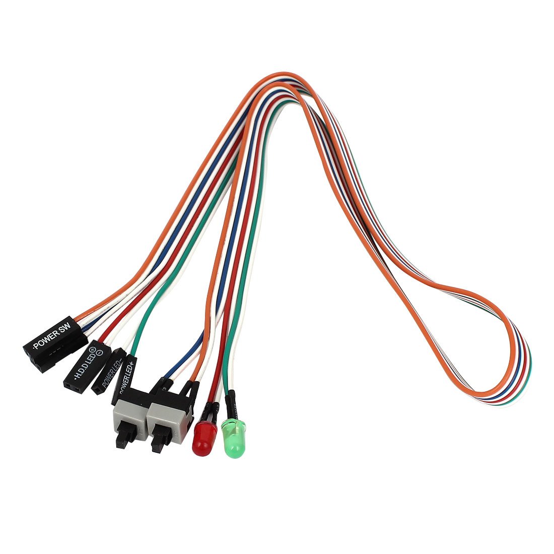 ZHuidjo Computer Case LED Light ATX Power Supply Reset HDD Switch Cable 50cm Long Red Green (SN: b4e 418 735 99e ec0)