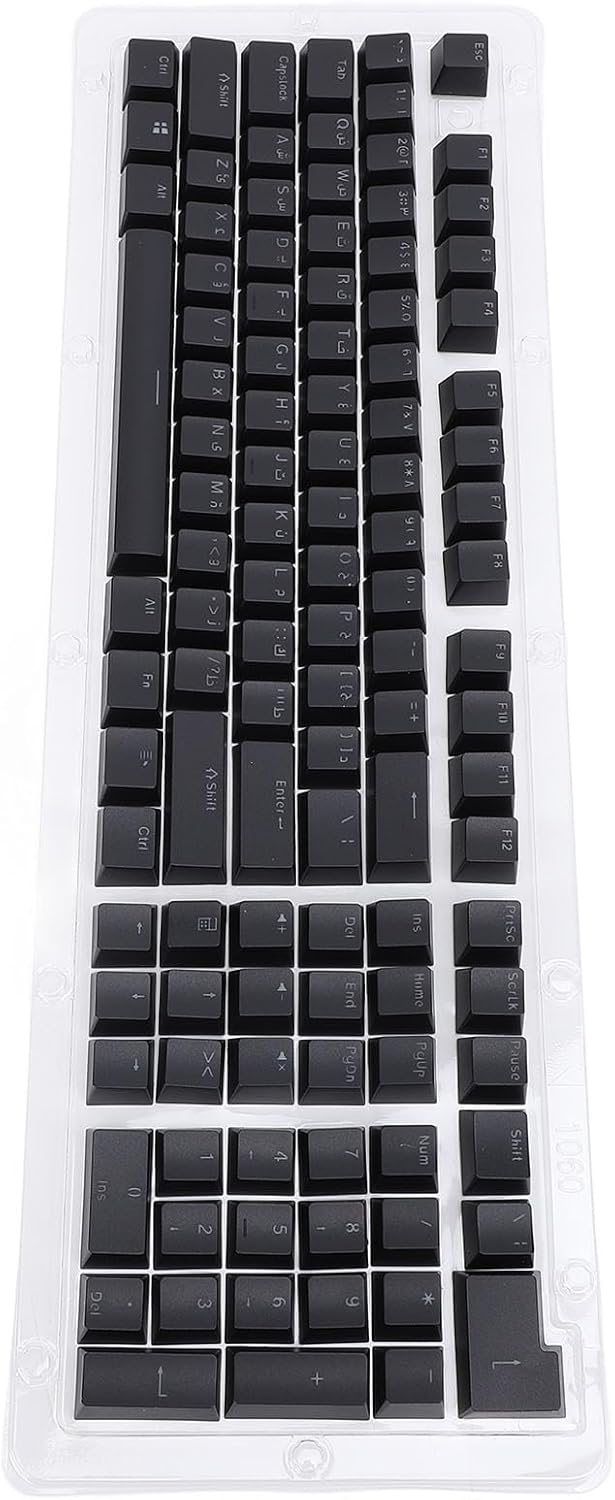 SUNGOOYUE Arabic Mechanical Keyboard Keycaps Set Premium ABS Material for 112 Keys Backlit Keyboards Easy to Replace and Maintain (Black)