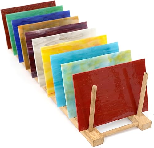 NUODITOS 12 hojas de vidrieras, vidrio de catedral de 4 x 6 pulgadas, vidrio de arte, azulejos de mosaico para manualidades (1)