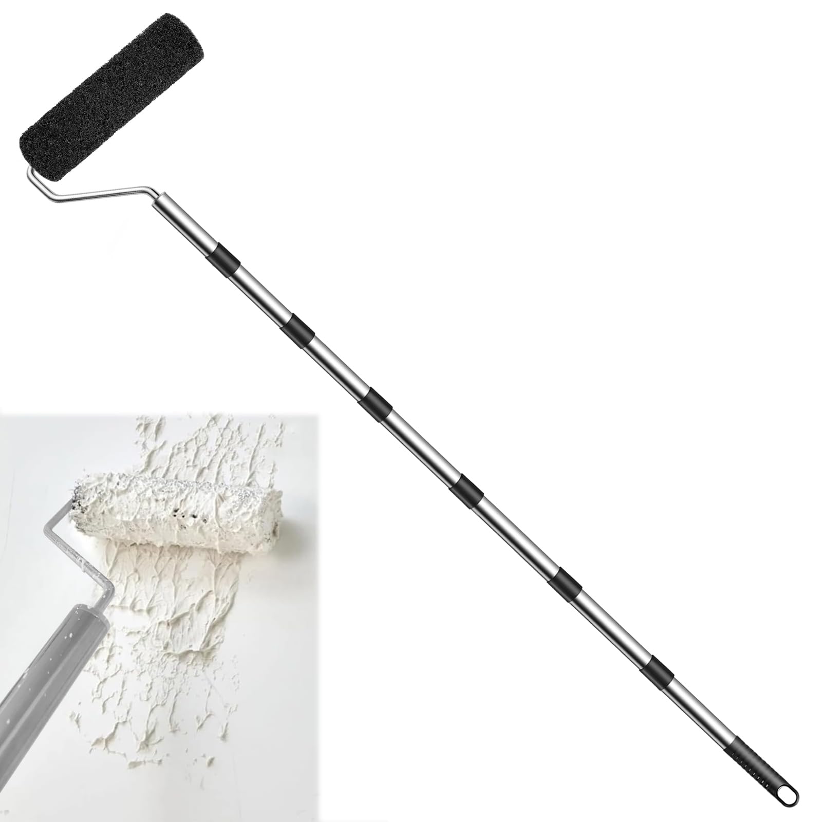 Brosse de texture pour cloison sèche avec rouleau de plâtre de 22,9 cm et manche 2 m