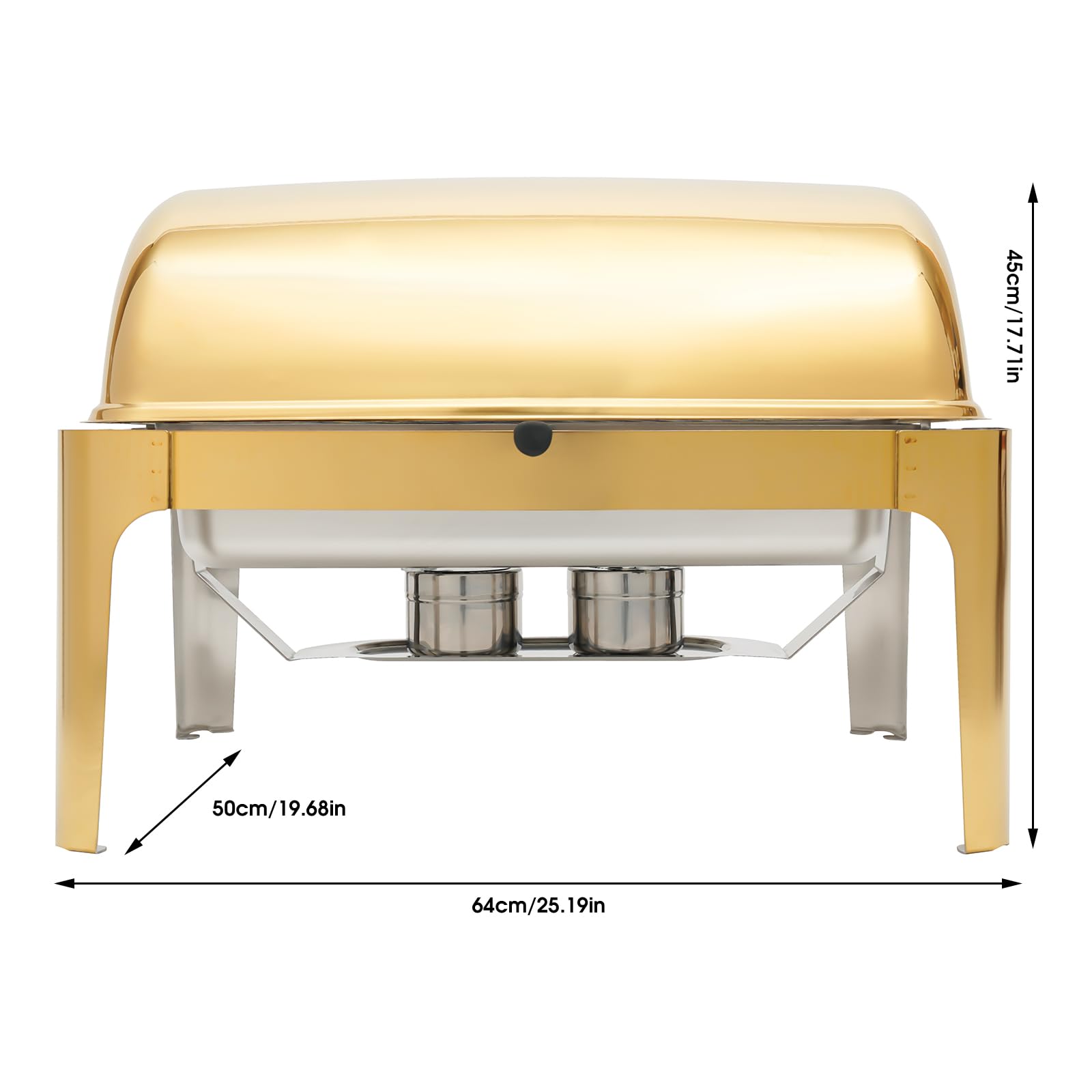 9.5Qt Rectangular Chafing Dish,Chafer Buffet Warmer Set,Roll Top Chafing Dish Buffet Set,Food Warmer with Thickened Fuel Frame,Buffer Server Chafing Dishes Buffet Set (Rectangular, 2 Half Pans)