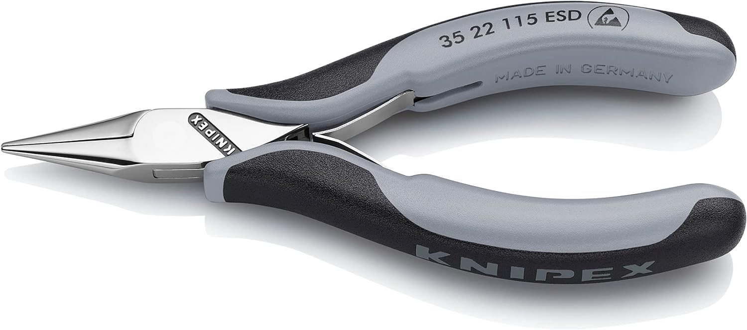 KNIPEX Szczypce ESD dla elektroników ze złączem wsuwkowym z osłonkami wielokomponentowymi 115 mm, 35 22 115 ESD