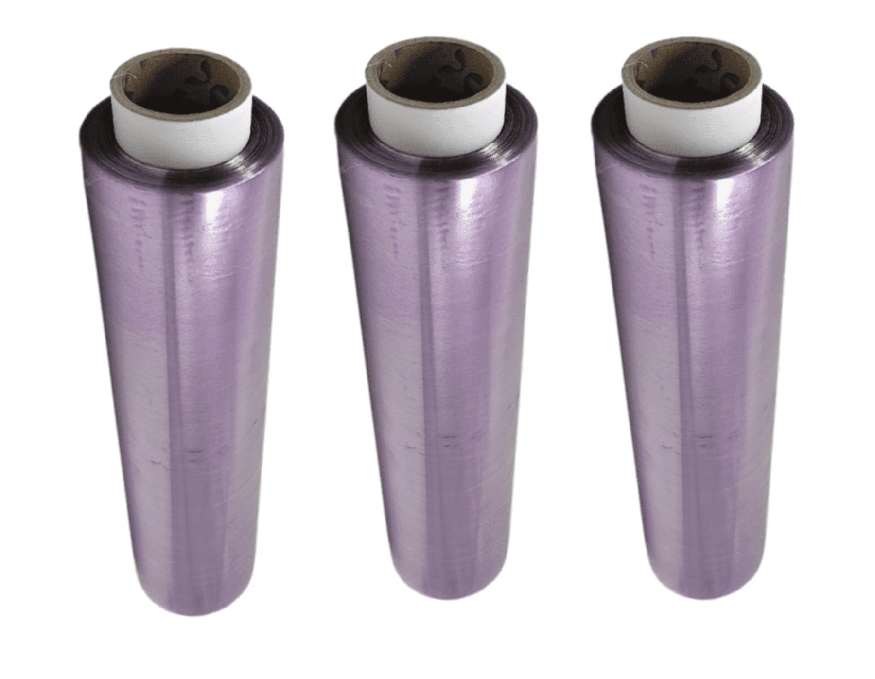 Pack de 3 Rollos Film Transparente Alimentario, Rollo Film Industrial 30cm x 300m, Color Violeta Translúcido, Estuche con Sierra de Corte, para Uso Profesional en Alimentación, Hostelería