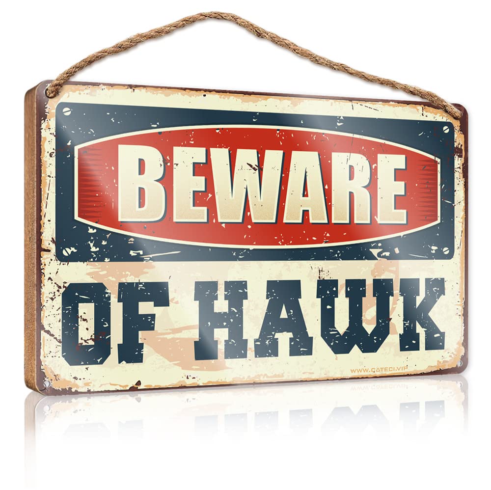 YYHLEH Wooden Decorative Plaque Beware Of Hawk Wooden Sign(23X35CM)