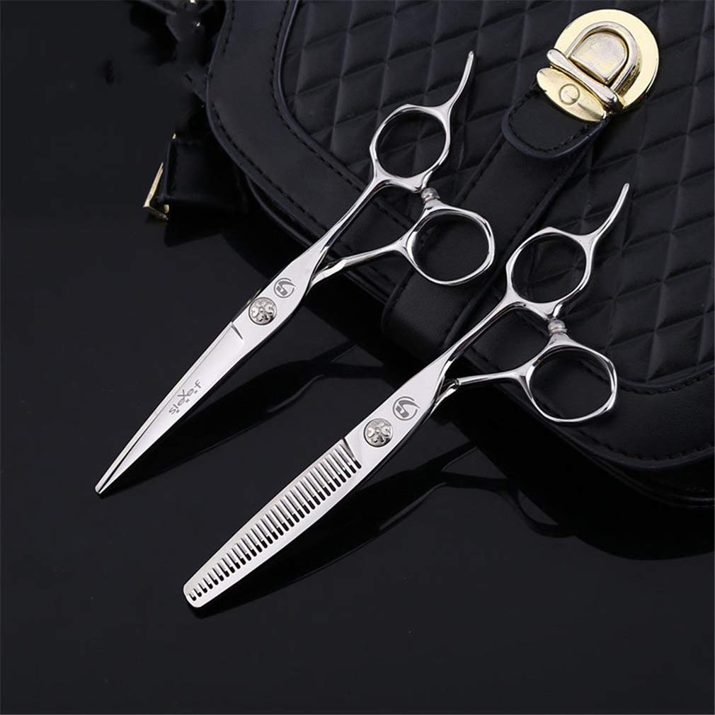Barber Coupe De Cheveux Ciseaux Set 6 Pouces, Salon De Coiffure Ciseaux 440C Ciseaux Droits en Acier Inoxydable Et Ciseaux Dents, pour Les Enfants, Les Femmes Et Les Hommes (Lumière Et Sharp)