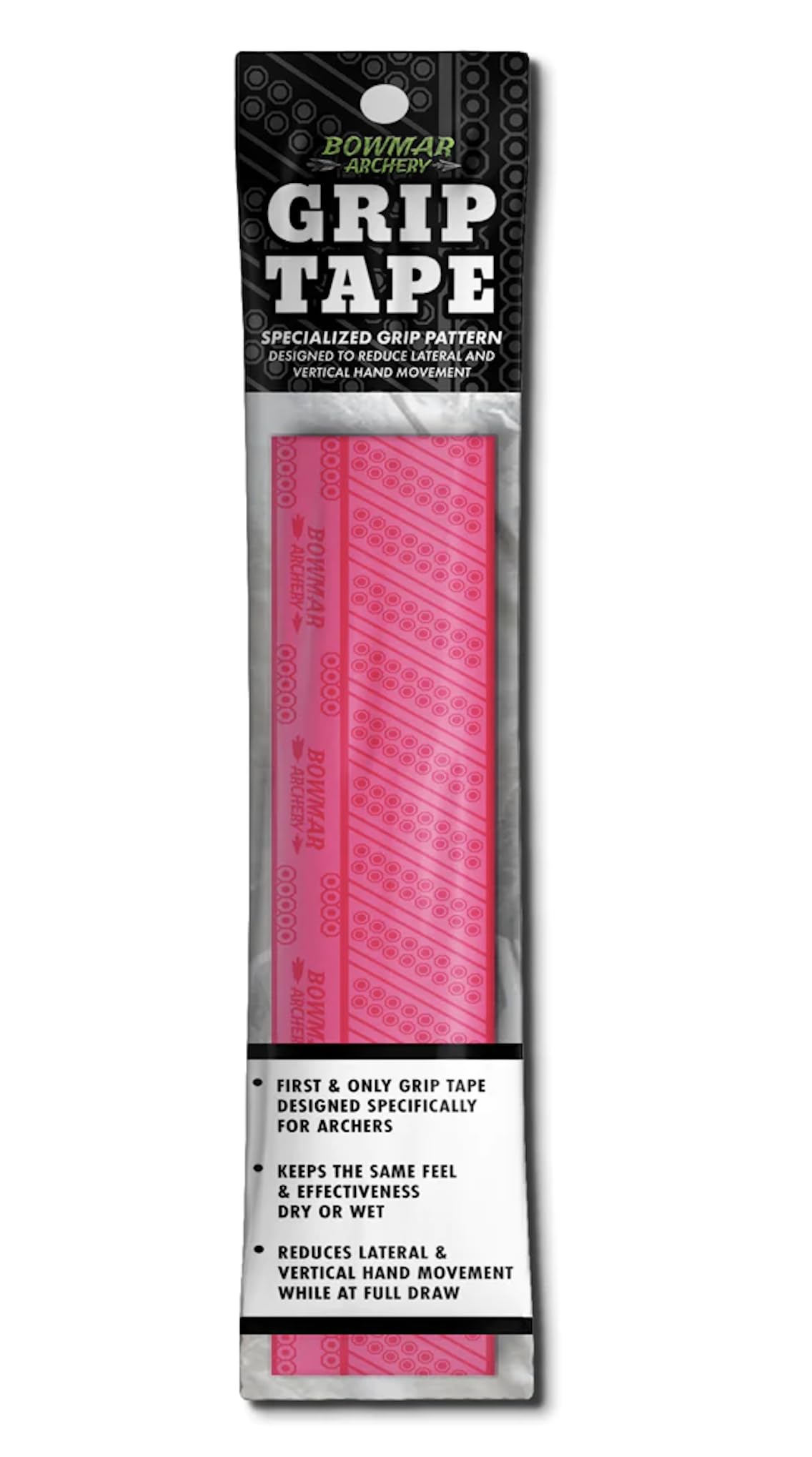Bowmar Archery Grip Tape, Designed for Archers, Self-Adhering, Effective in Dry or Wet Conditions, Comfortable, Tacky, Easy to Install (Pink)