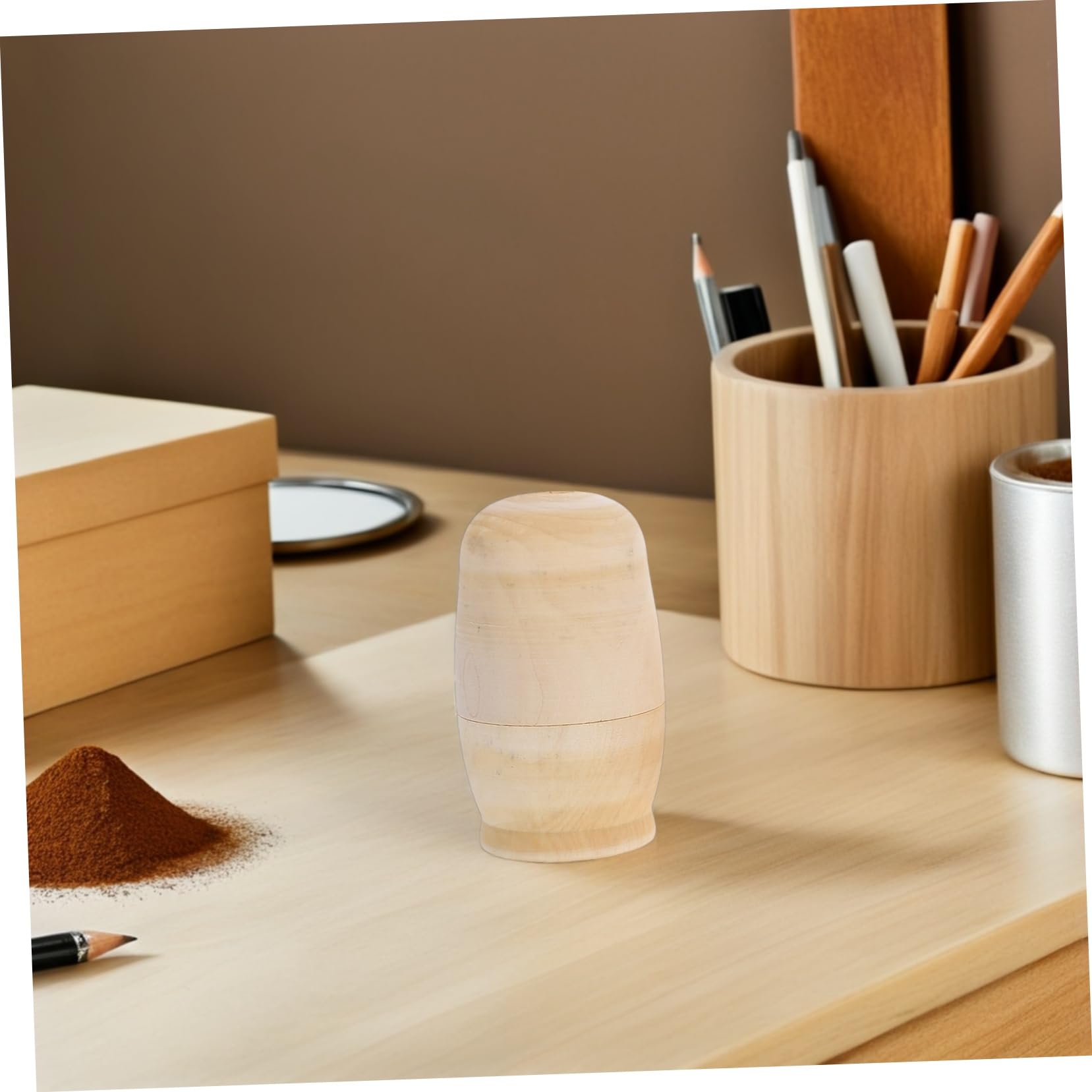 Muñecas Rusas de Madera sin Pintar 5 Capas Estructura Anidada para Manualidades Creativas y Almacenamiento Compacto Adecuado para Fiestas y Regalos