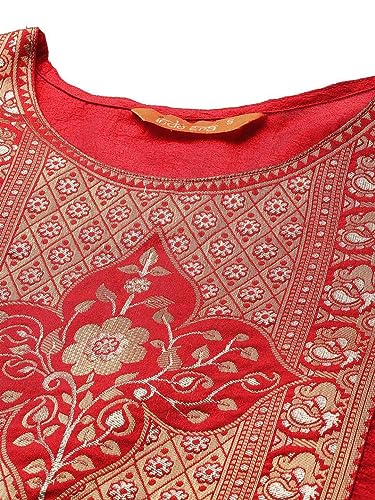 Image of INDO ERA Women Polyester Straight Fit Yoke Design Straight Kurta (23ERE3936)