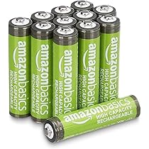 Amazon Basics Confezione da 12 batterie AAA NiMH ricaricabili ad alta capacità, 850 mAh, 1,2 V, ricaricabili fino a 500 volte, precaricate