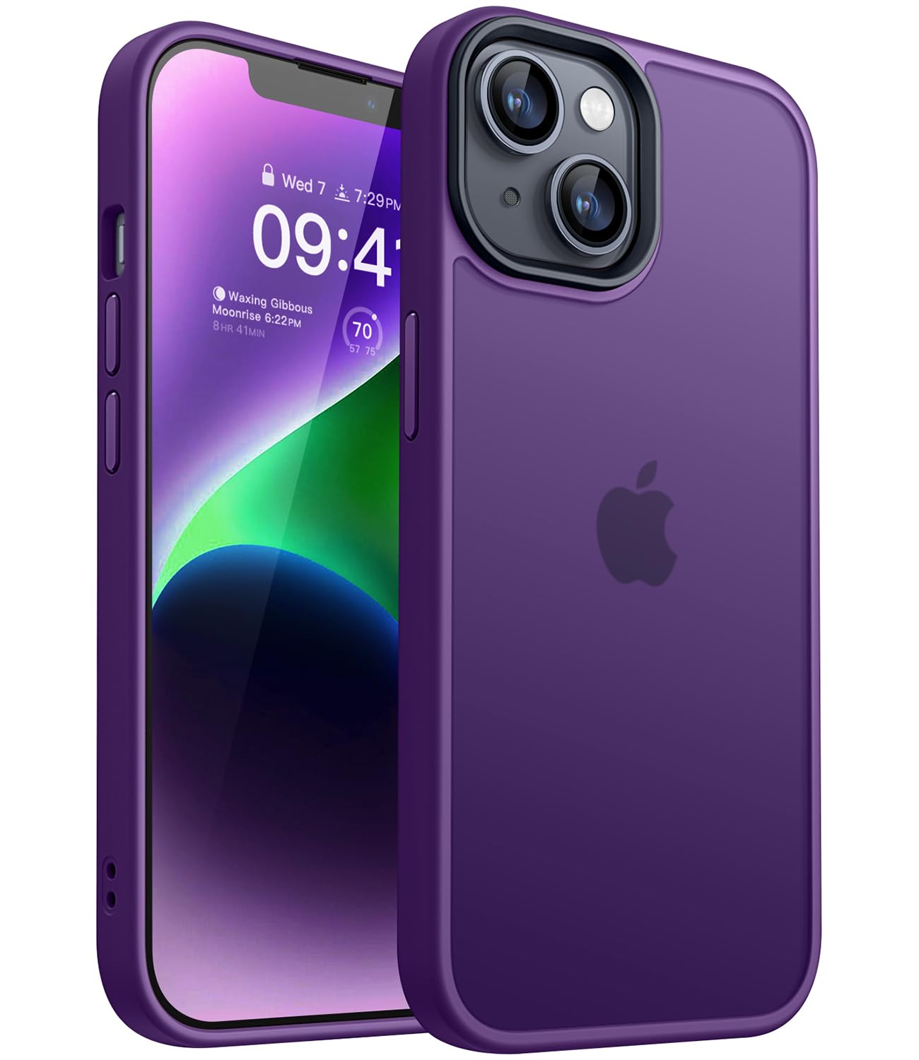 CANSHN Cover Opaca per iPhone 13 e iPhone 14(6,1 Pollici), Custodia Traslucida Opaca Protettiva Sottile Antiurto - Viola Scuro