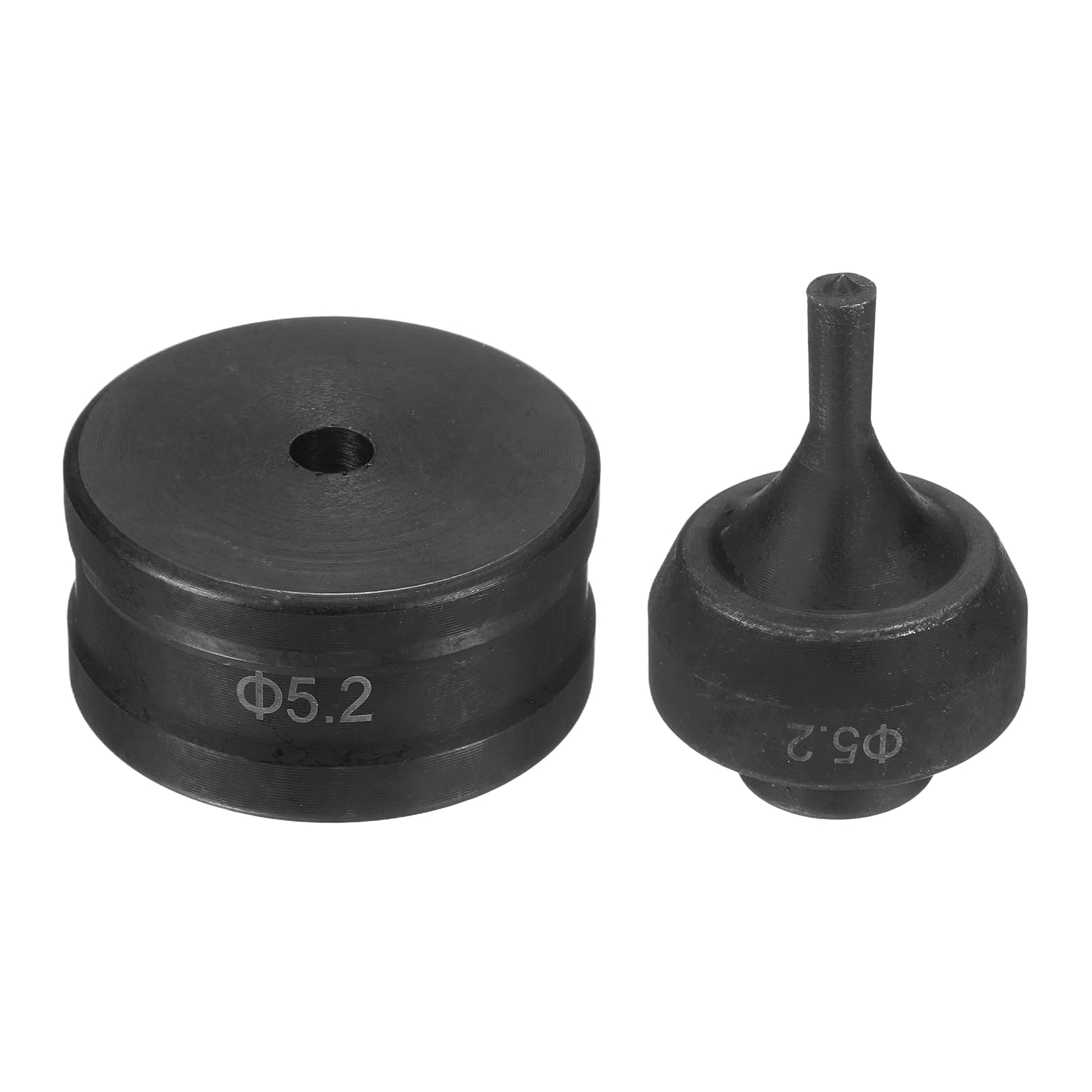 sourcing map Hydraulic Hole Punch Die Φ5.2mm Round Hole 40Cr Steel Electric Punching Kit for CH75 Electric Punching Machine, Black