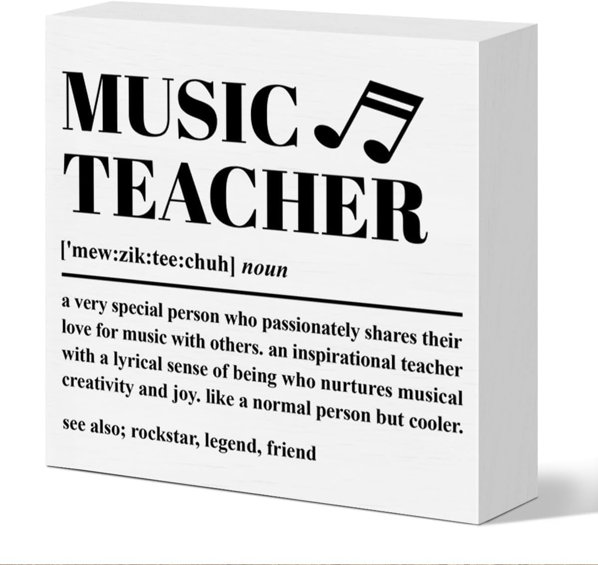Music Teacher Box Sign 7x7 Inch Wooden Desk Decor Gift