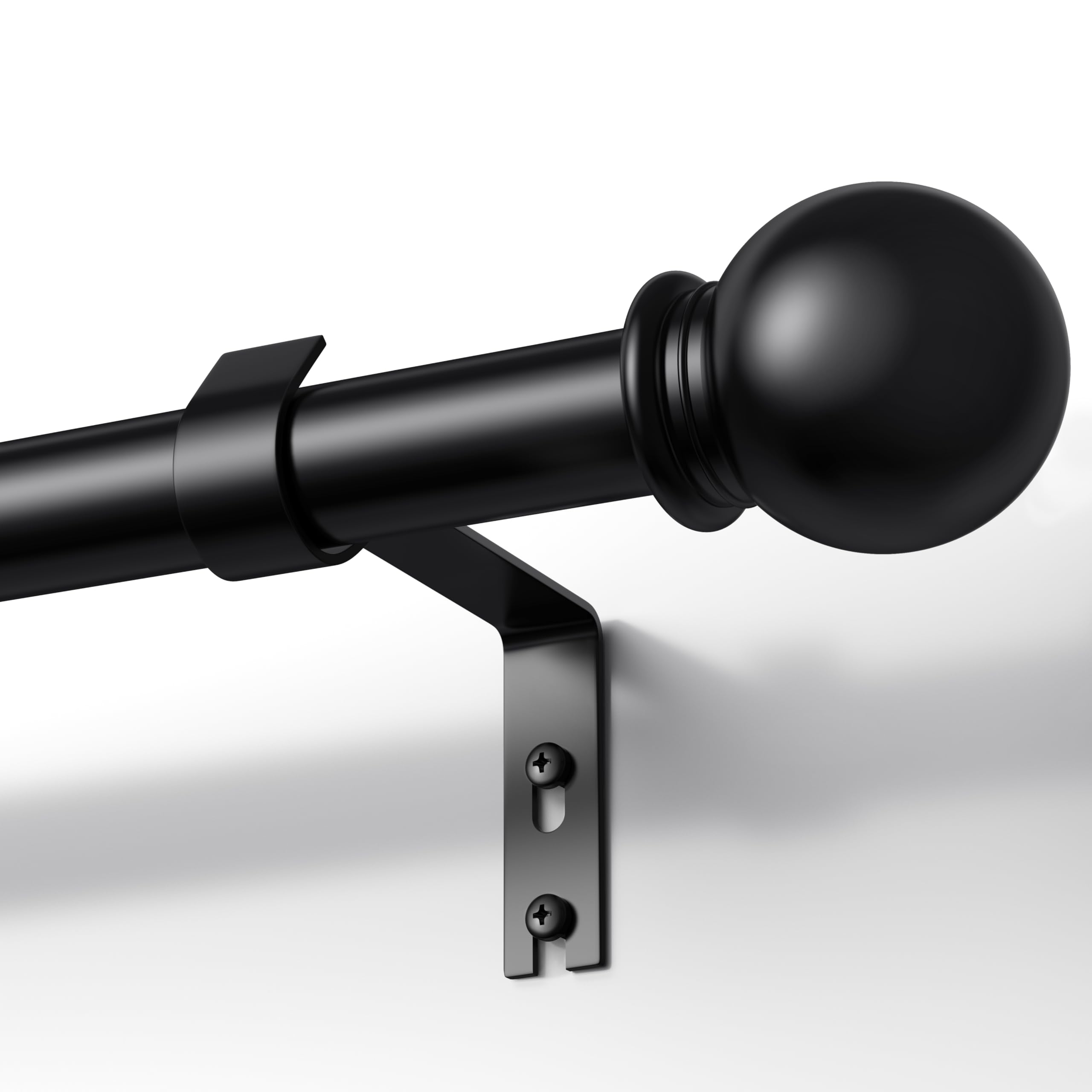 TRAROD Gardinenstange Schwarz 81-314cm, Vorhangstange Schwarz 16 mm Durchmesser, Metall Gardinenstange mit Kugelkopf Enden für Schlafzimmer, Wohnzimmer und Küchen, Schwarz Matt