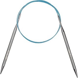 Coopay Circular Knitting Needles 7.0mm 100cm Long, Steel Circular Needles with Flexible Cable, Metal Fixed Circular Knitting Pins for Blanket Knitting Large Projects, for Arthritis Hands