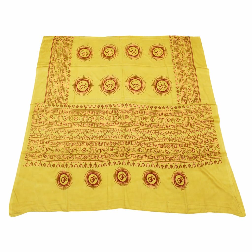 vedic vaani Om Namah Shivay Printed Shawl for God Shivaya Prayer Shiv Pooja Om Printed Yellow Cotton Pooja Cloth | Vedic Mantra Shawl for Hindu Puja Worship, Rituals & Meditation-picture-20
