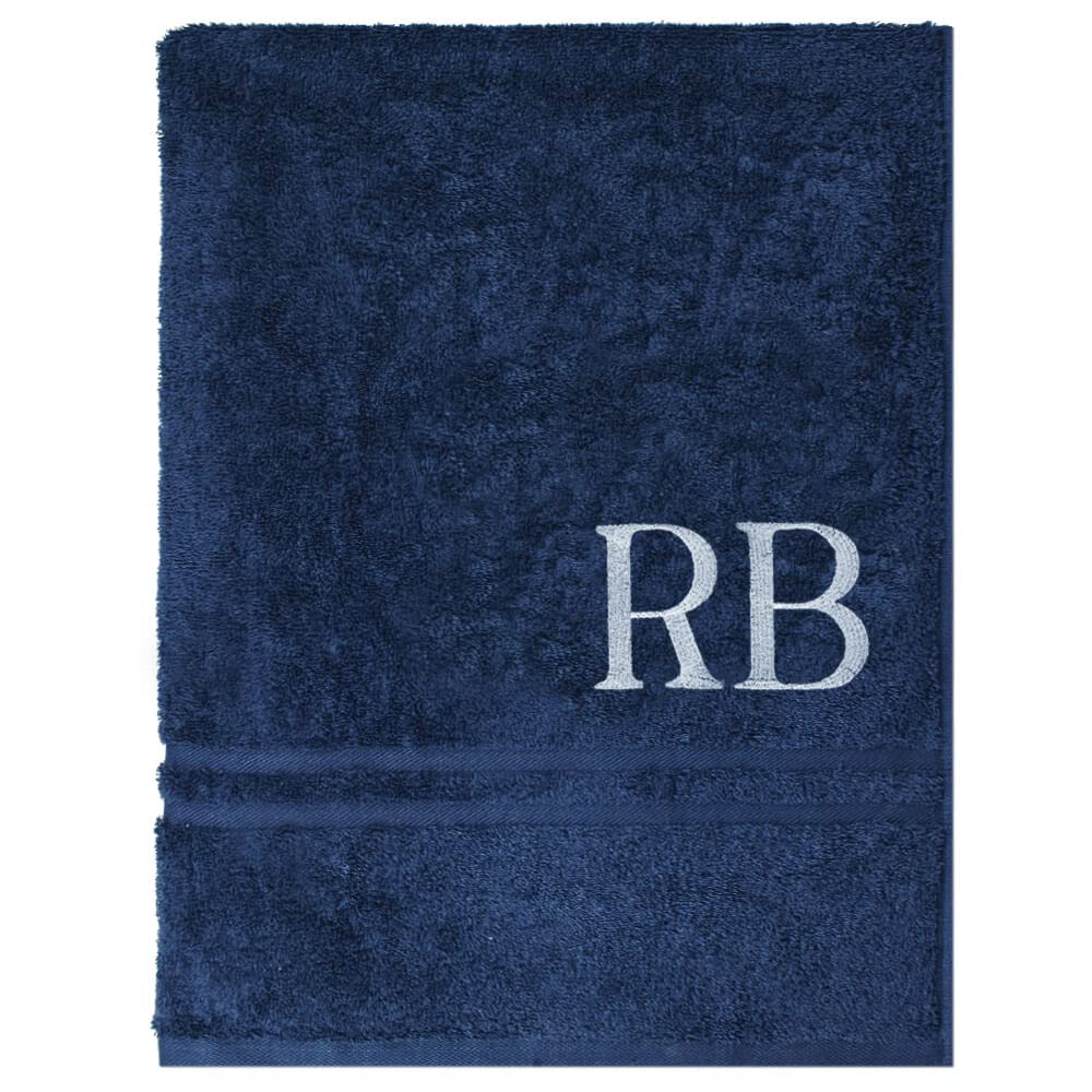 TeddyT's Personalised Monogram Initials Navy Towel Gift (Bath Towel)
