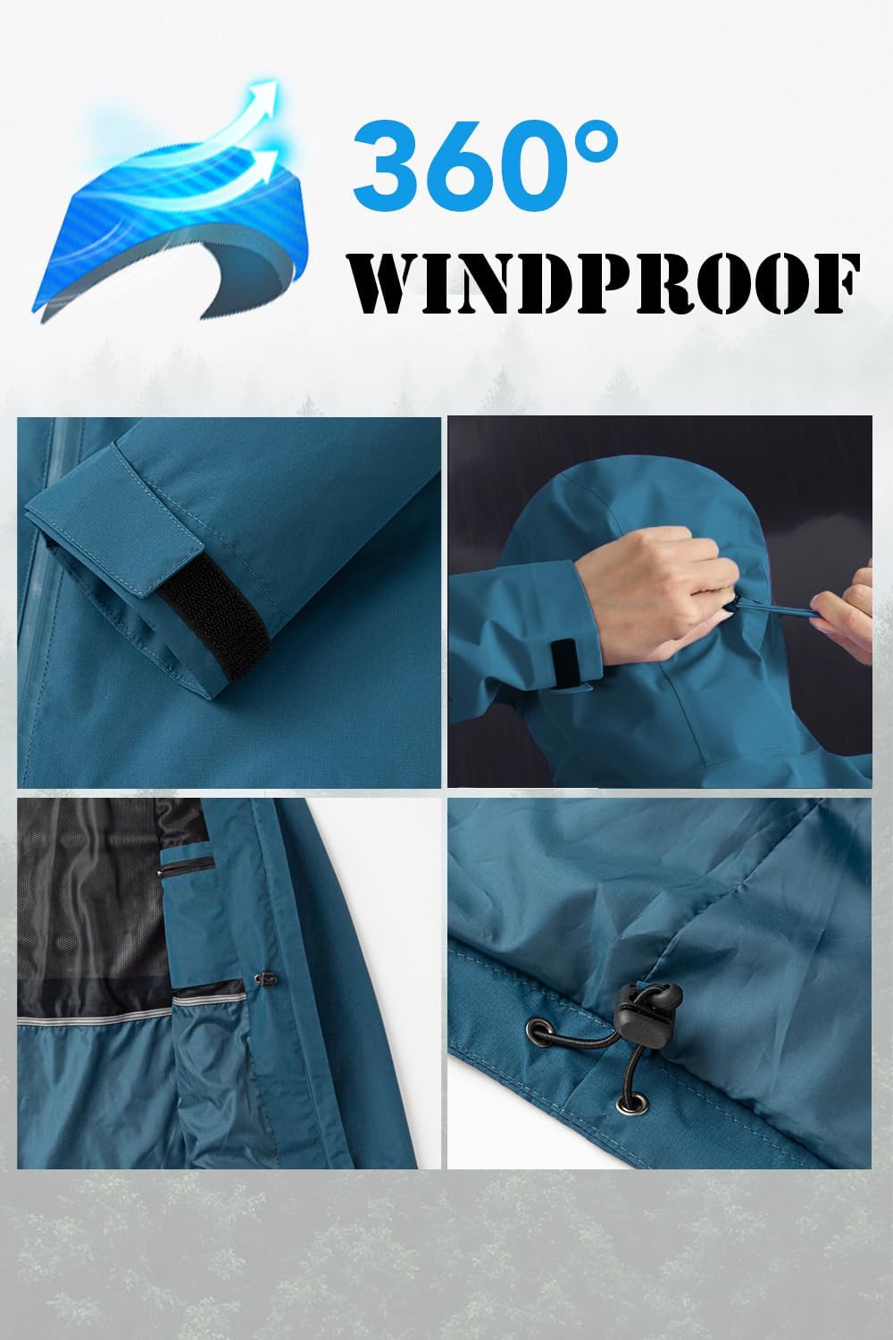 Women's Lightweight Packable Rain Jacket, Waterproof Hooded Rain Coat Windbreaker for Hiking,Cycling - Image 5