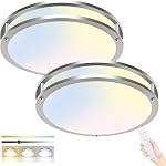 hepside Flush Mount LED Ceiling Light with Remote, Dimmable & 3000K-6500K Adjustable Ceiling Light Fixtures, Timer & Night Light, 13 Inch Ceiling Lighting for Bedroom Kitchen Bathroom, Brushed Nickel
