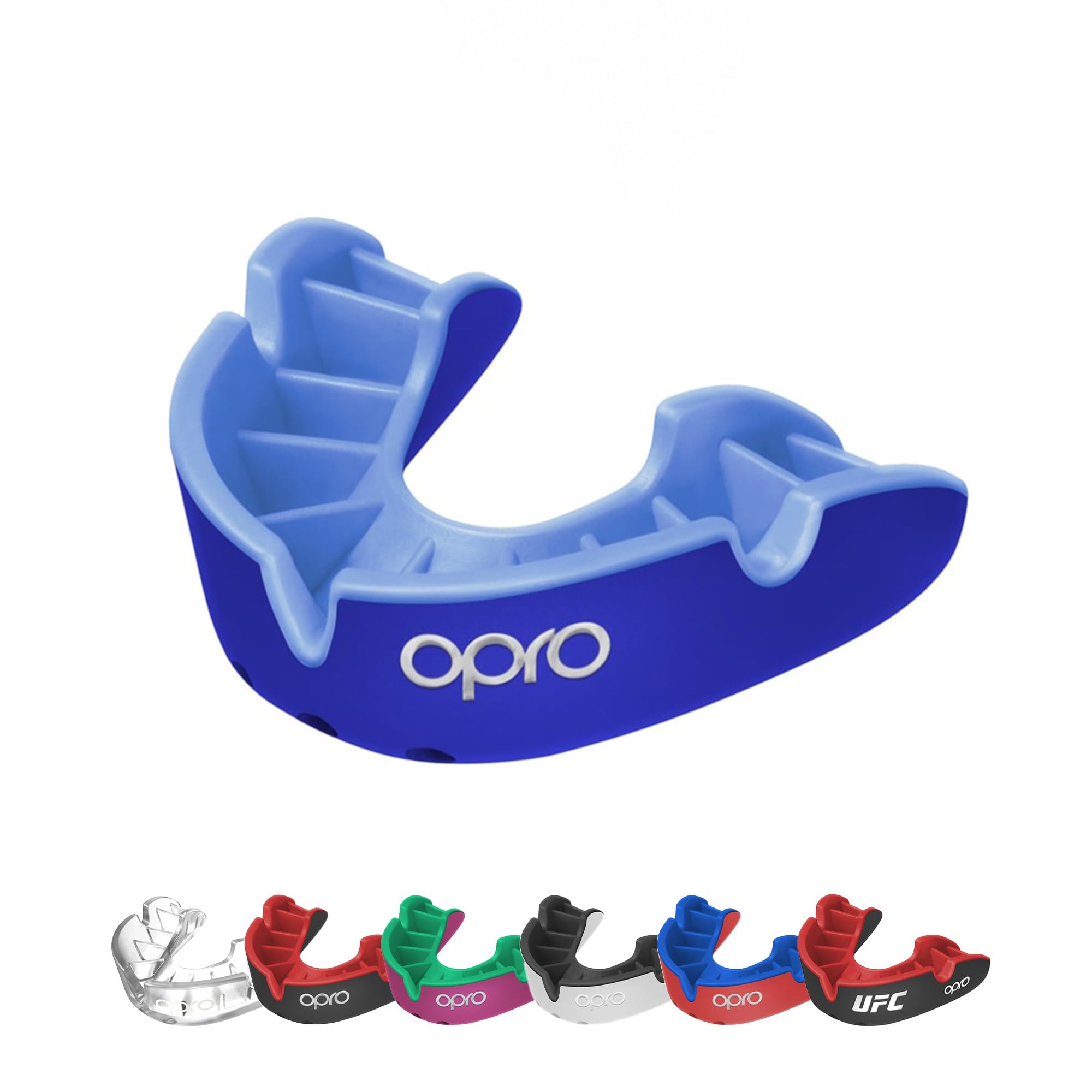 OPRO NEW Silver Level Adult and Youth Sports Mouthguard, Gum Shield Featuring Revolutionary Fitting Technology for Hockey, Lacrosse, Rugby, MMA, Boxing, Contact and Combat Sports (Dark Blue, Youth)