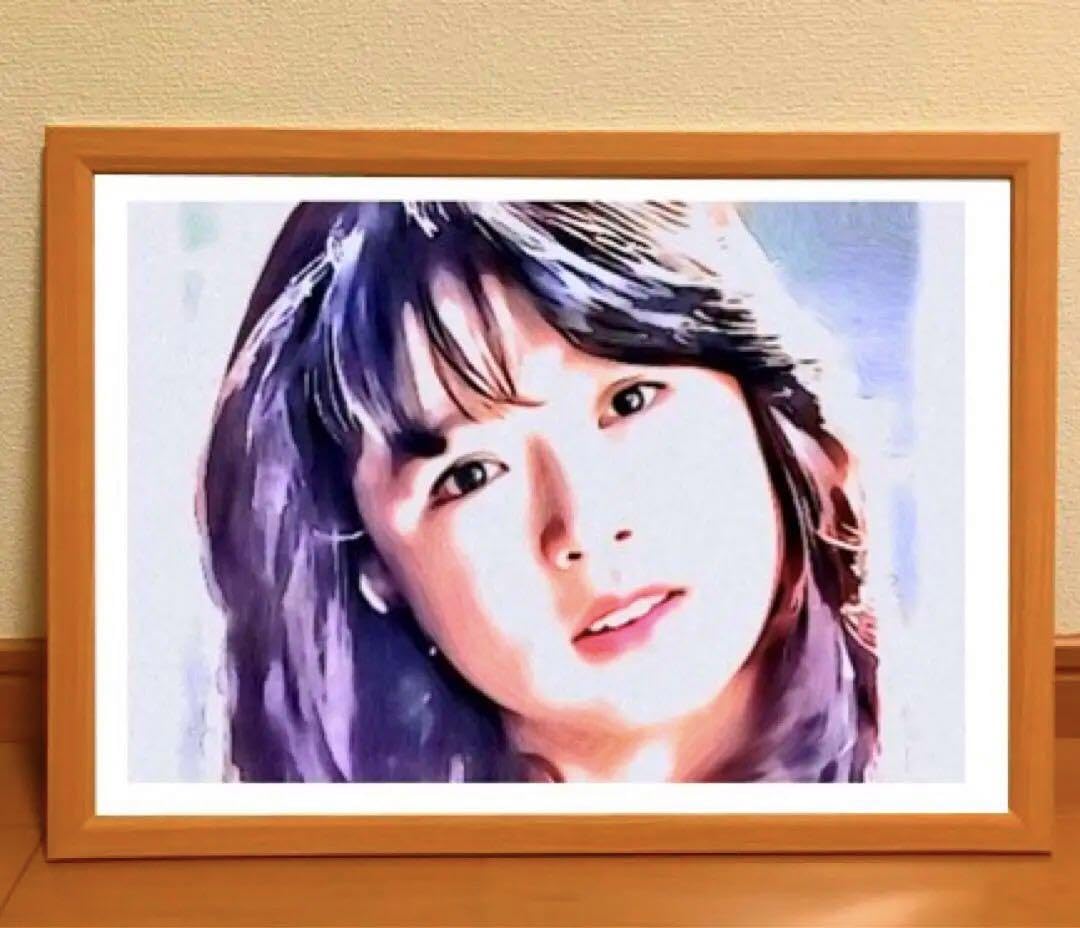 女優画18 額装品　額縁寸法34cm×25cm　カラー着色　定款付　水彩画 女優画 肖像画 水彩画 額縁寸法340ミリ×253ミリ 額縁付き 水彩肖像画