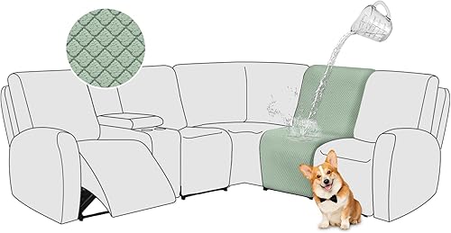 Miniatura 46 de ALIECOM Fundas impermeables para sofá seccional reclinable para sofá seccional reclinable elástico en forma de L, fundas de esquina lavables de