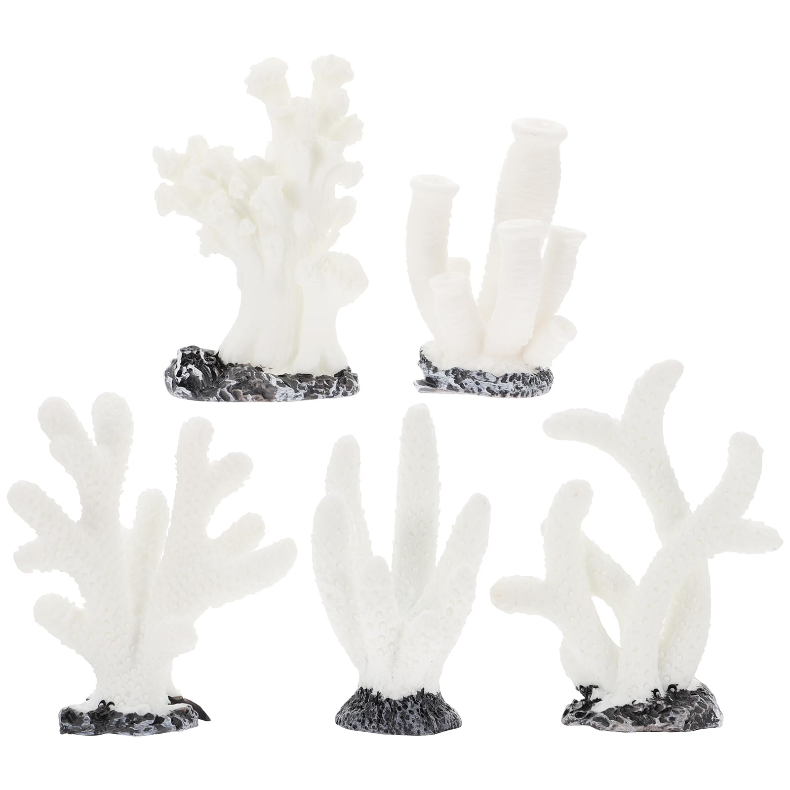5pcs Coral Landscaping Fish Tank Decorations Fish Tank Accessories Fake Diorama Supplies Ocean Diorama Kit Coral Decor Ornament Plant Aquarium Reef White Resin