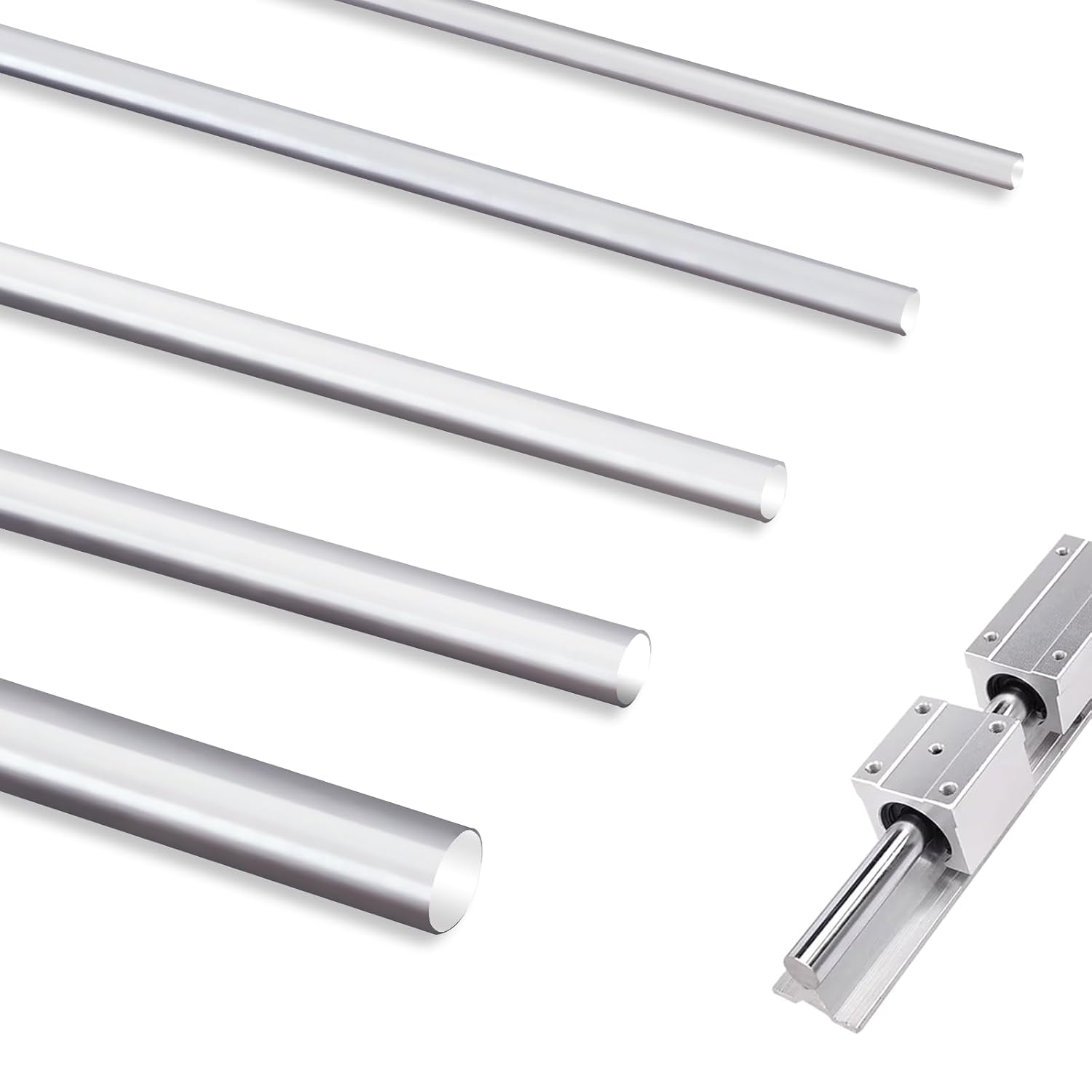 2 Pc 1/2'' x 24'' Chrome Plated Carbon Steel Round Rod, Chrome Coated Steel Round Bar for Shaft Gear Drill Lathes Boring Machine Turning Miniature Axle, Cylindrical Pin DIY Craft Tool Length: 24'' / 610mm Diameter: 1/2'' / 13mm