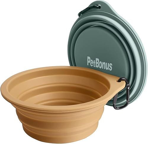 Miniatura 7 de PetBonus Paquete de 2 tazones plegables de silicona grandes para perros, 34 onzas  33.8 fl oz sin BPA, portátil, plegable, para mascotas, gatos,