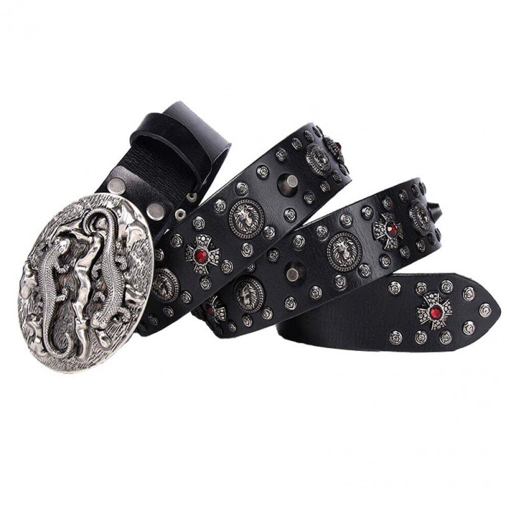 Ceinture punk en cuir vintage avec finitions métalliques