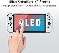 Vista 3 de amFilm Protector de pantalla de vidrio templado compatible con Nintendo Switch OLED modelo 2021 (paquete de 3)