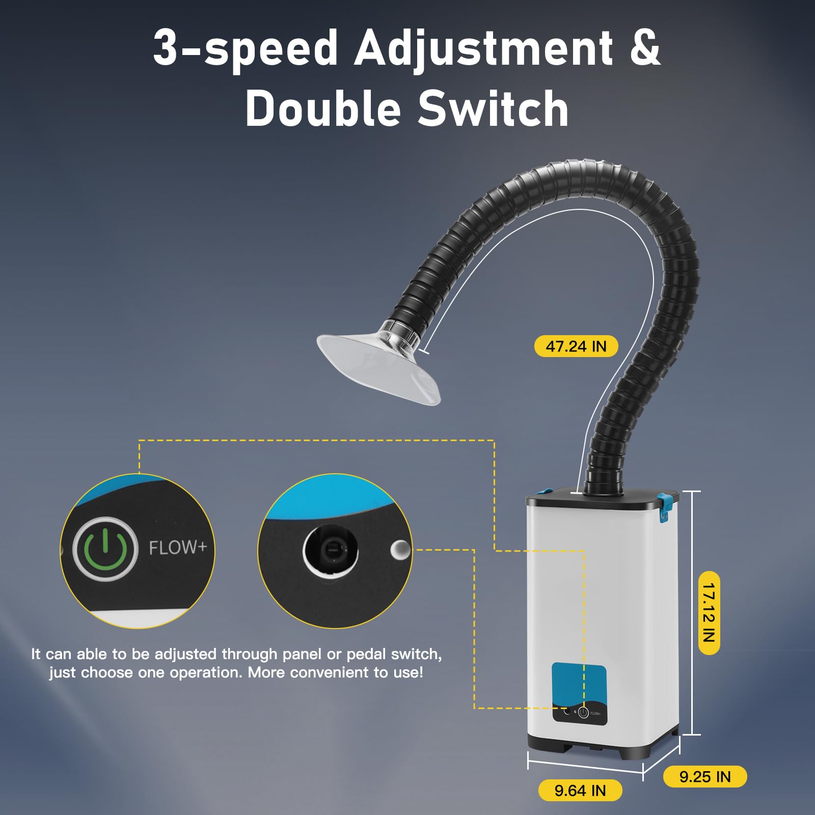 Extractor de Humos de Soldadura, Purificador y Absorbedor con Succión Fuerte de 130 W, Ajuste de 3 Velocidades 260 m³/h
