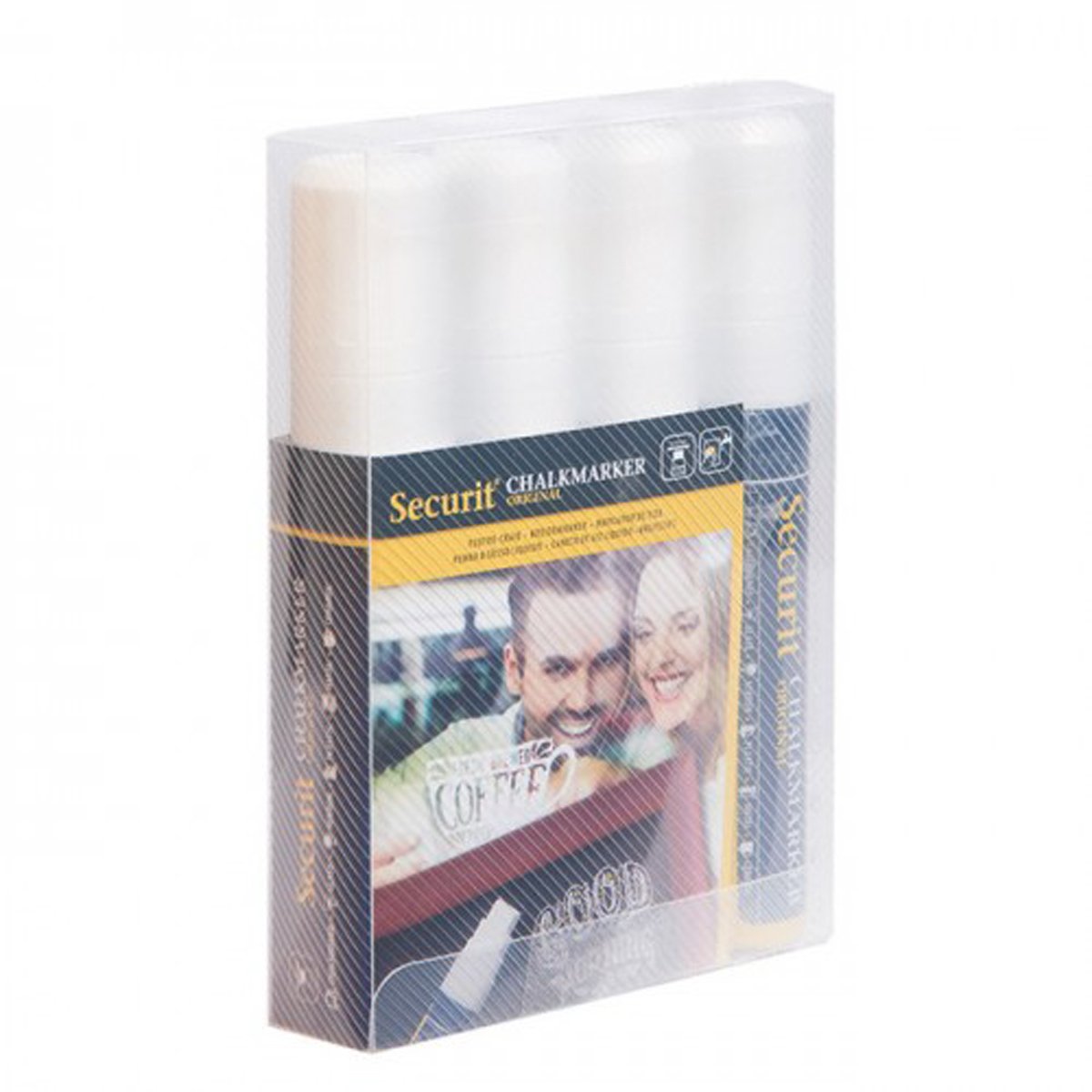Visiodirect Lot de 4 feutres-Craie à Encre Liquide Blanc 7 à 15 mm
