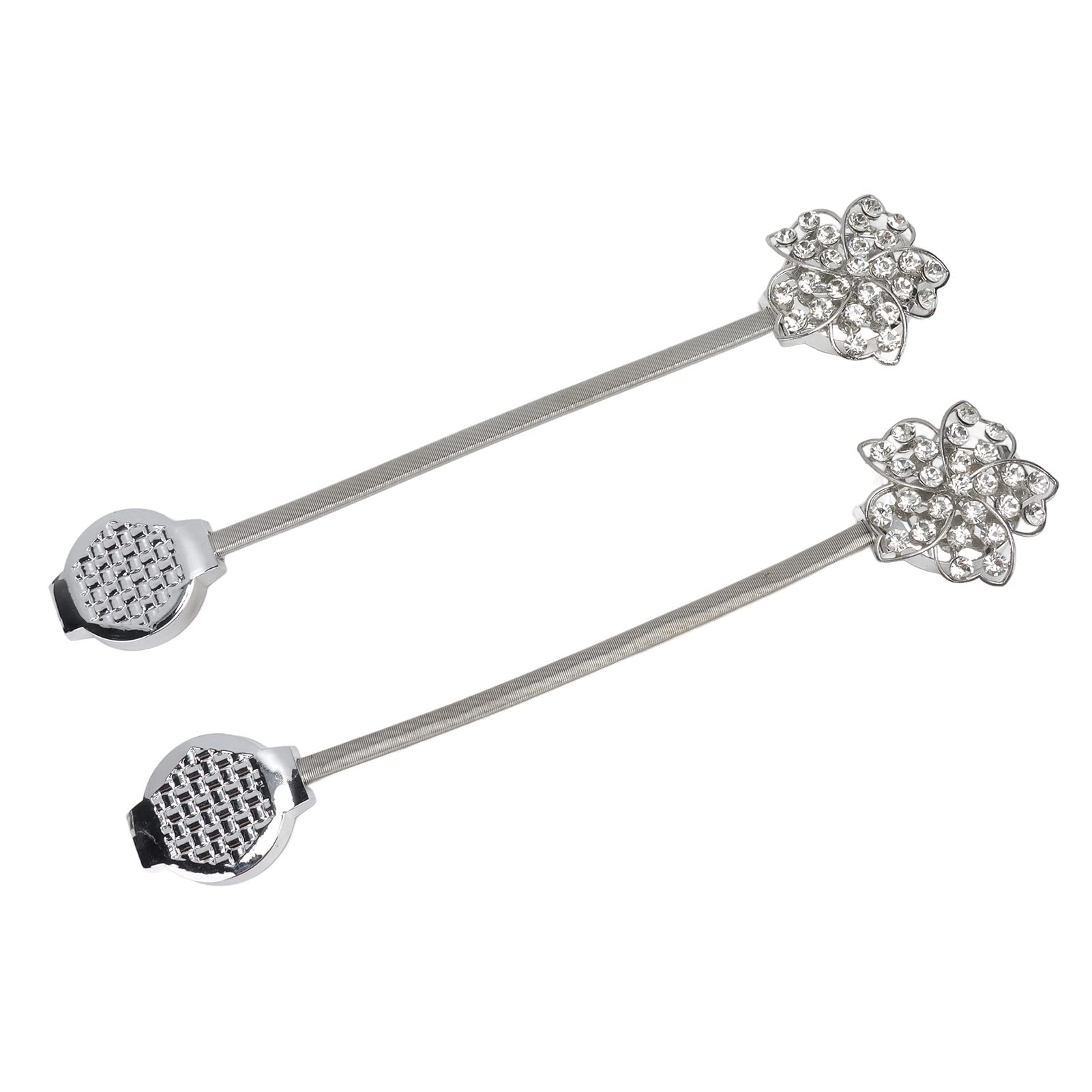 2Pcs Magnetic Curtain Elastic Buckle Stainless Steel Strap Fixed Crystal Rope Fixed Pane Beautiful Decoration