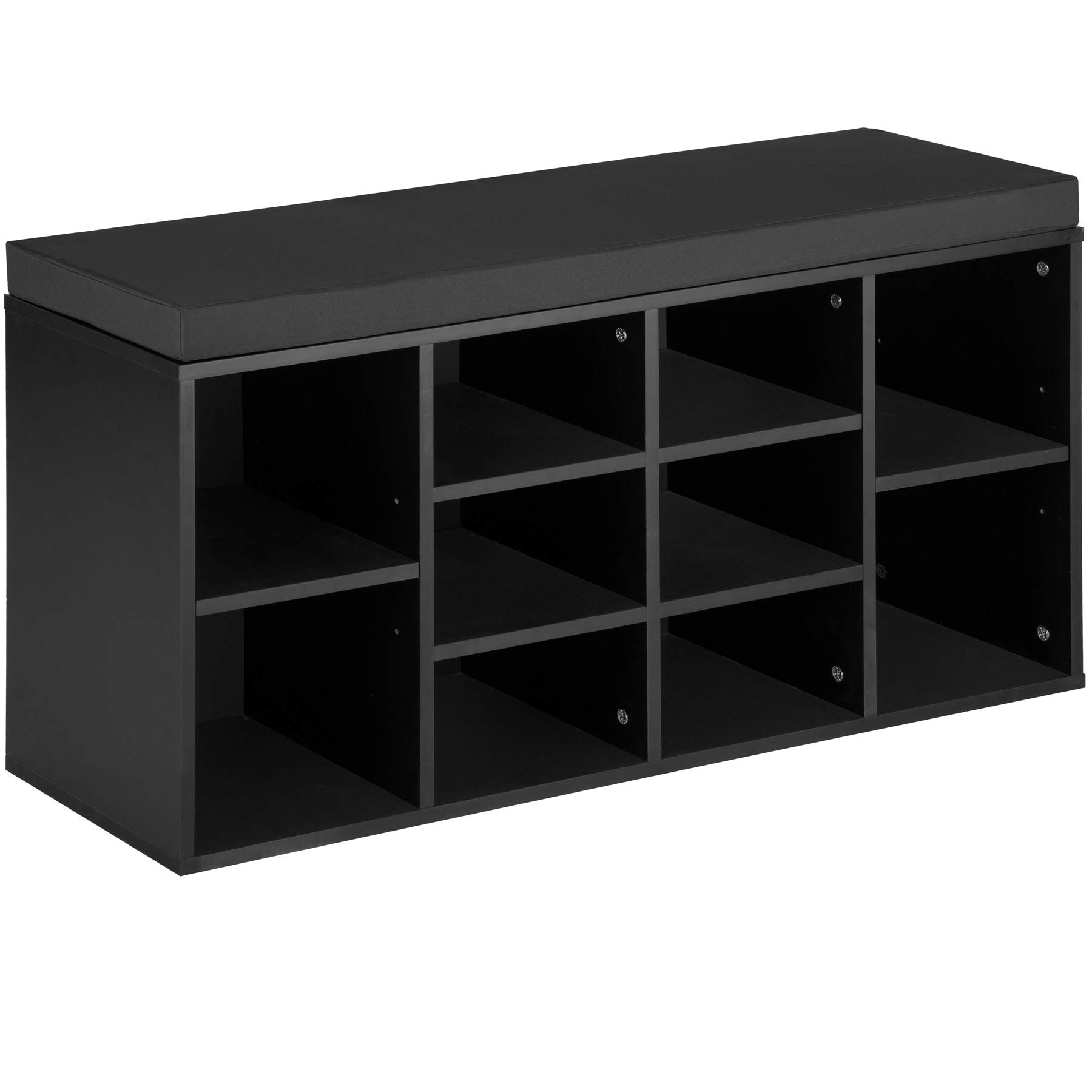 TecTake® Zapatero Madera con cojín extraíble, estanteria Zapatero Ajustable, Mueble Zapatero Entrada recibidor, Organizador Zapatos, Banco Madera para Guardar Zapatos - Negro/Gris