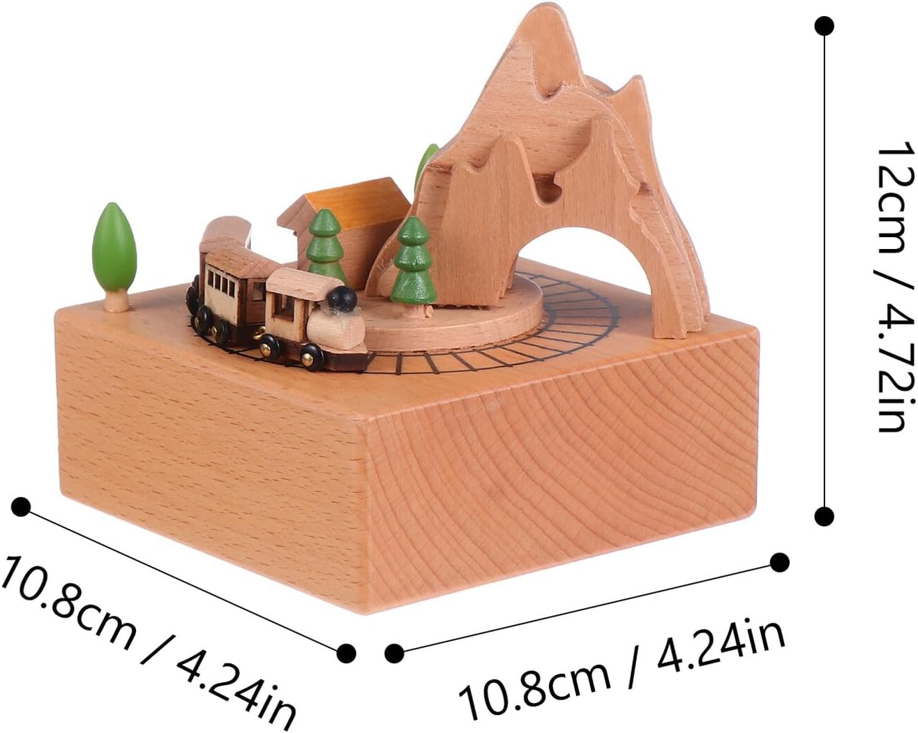 Rotating Wooden Music Box Roller Coaster Design Desktop Ornament Creative ’s Melody Birthday and Valentine’s Day