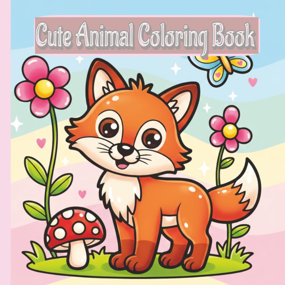 Cute Animal Coloring Book for Adults and Teens: Simple and Relaxing Pages with Adorable Animals, Nature Scenes and Cozy Moments