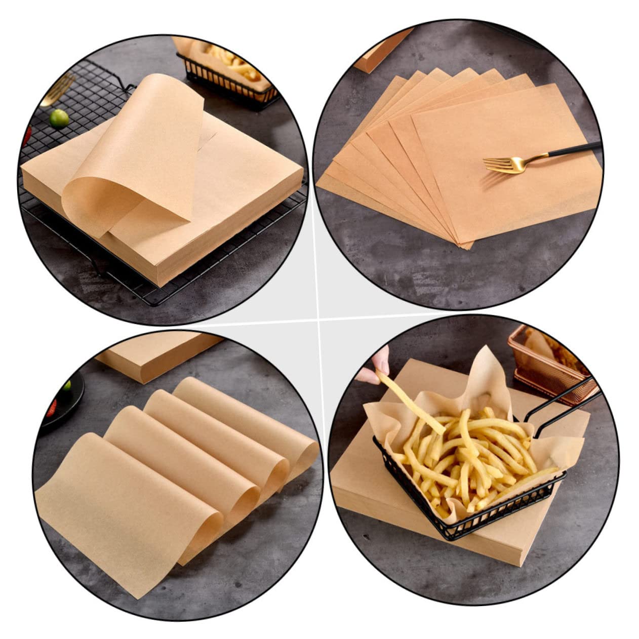 VALICLUD 500hojas Papel Para Freír Papel Absorbente De Aceite Sin Blanquear Para Snacks Hamburguesas y Horno y Resistente La Grasa Para Cocina y Freidora