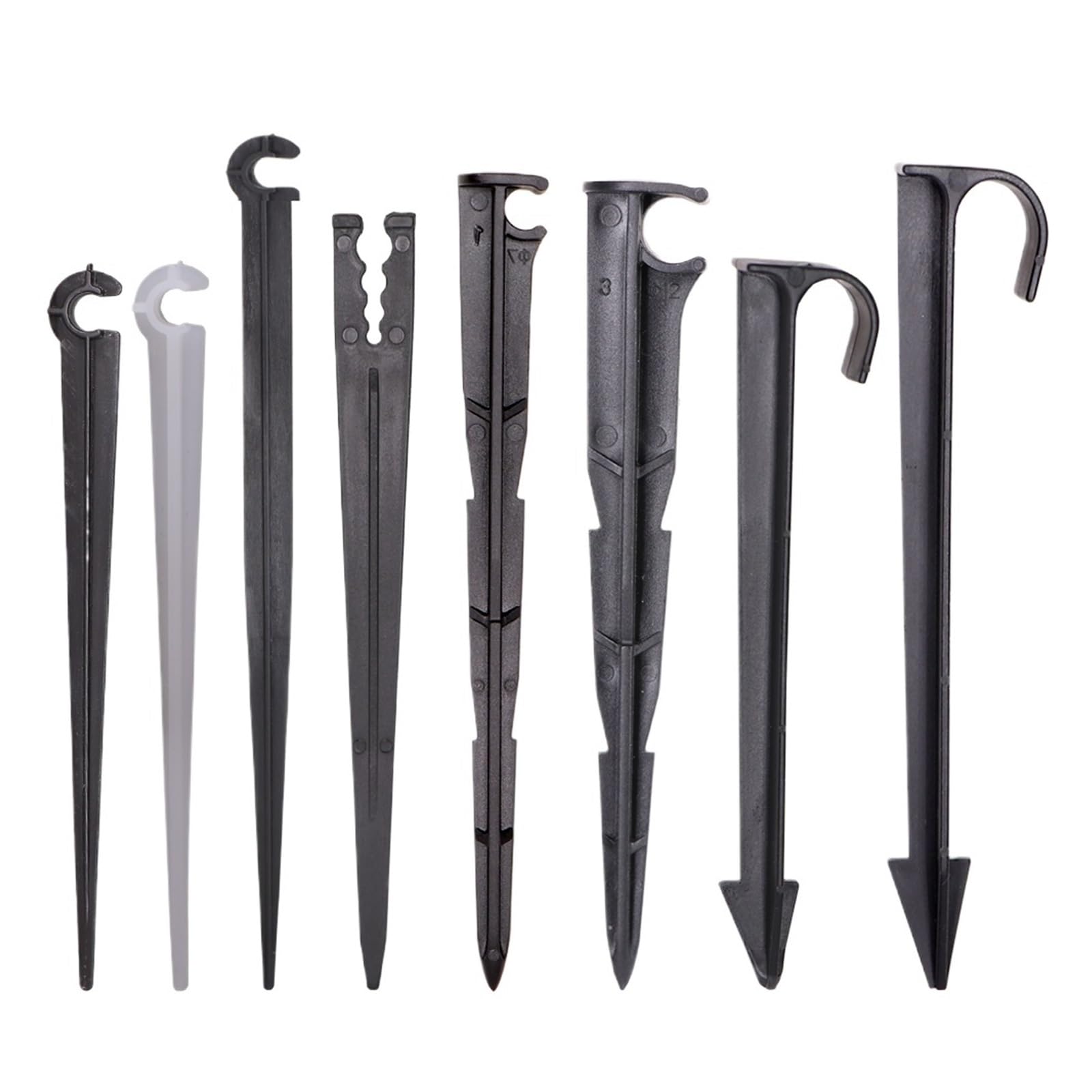 50 estacas for manguera de 1/8'', 1/4'', 3/8'', 16 mm y 20, fijas for riego jardín, microgoteo, soportes sujeción(Black Fx50pcs)