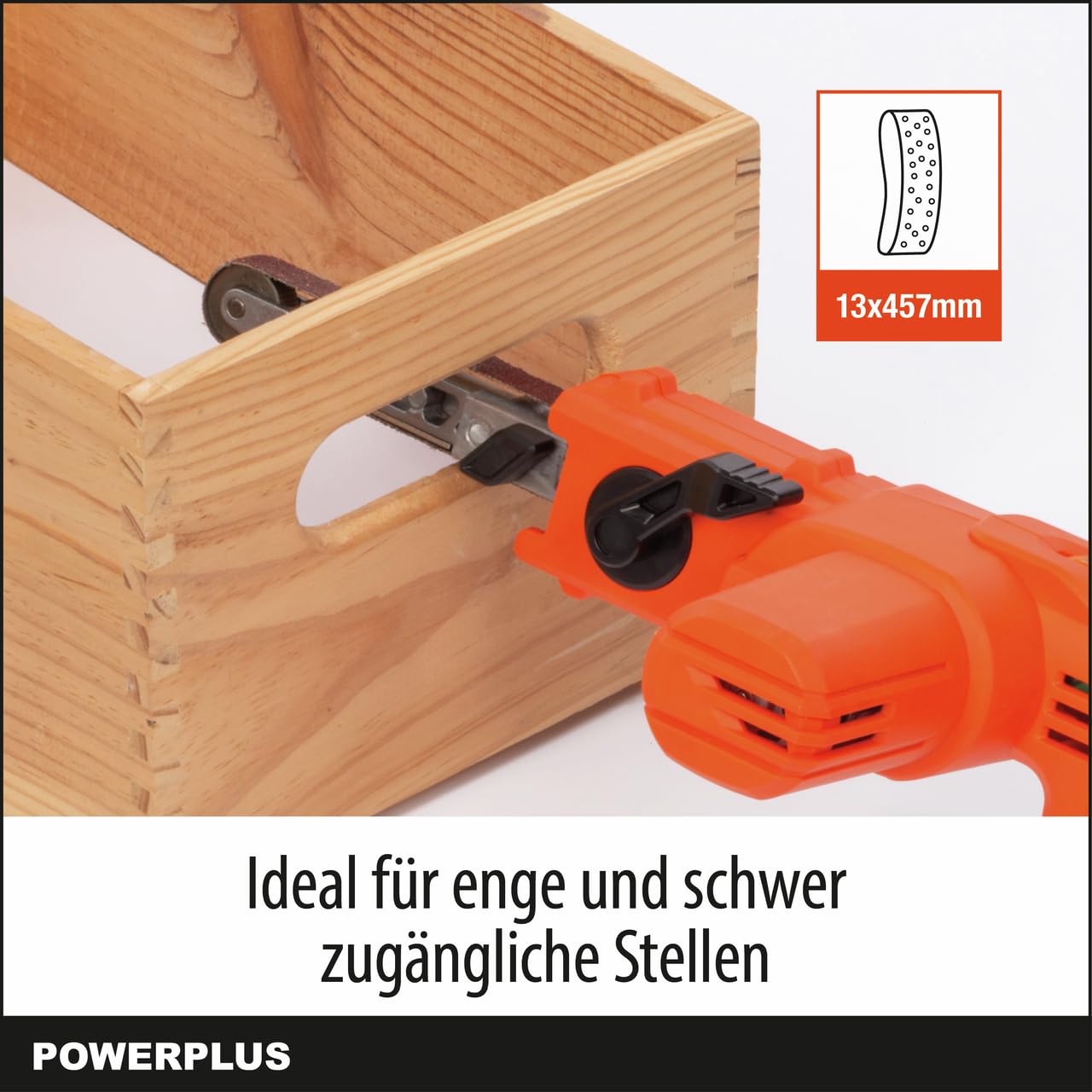 Dual Power Akku-Feilenschleifer POWDP50700-20V Elektrowerkzeug Bandschleifer - Fingerschleifer Schleifband 457x13mm - Handschleifer800min-1 - ohne Akku und Ladegerät - mit 1 Acc.