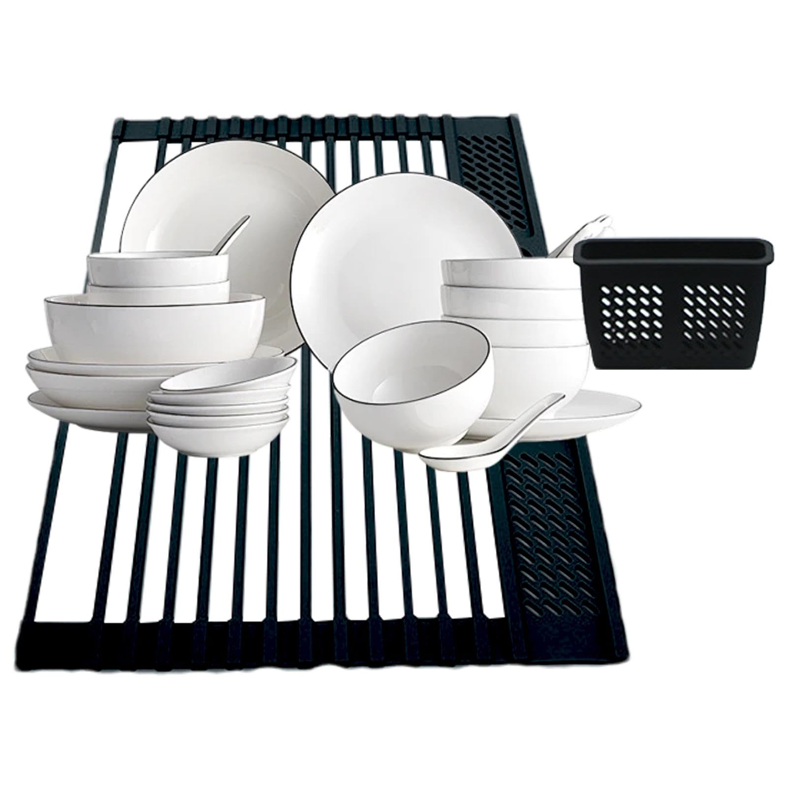 Scolapiatti arrotolabili, scolapiatti per lavello arrotolabile | supporto per piatti - scolapiatti sopra il lavello, scolapiatti arrotolabili da cucina, supporto per lavello