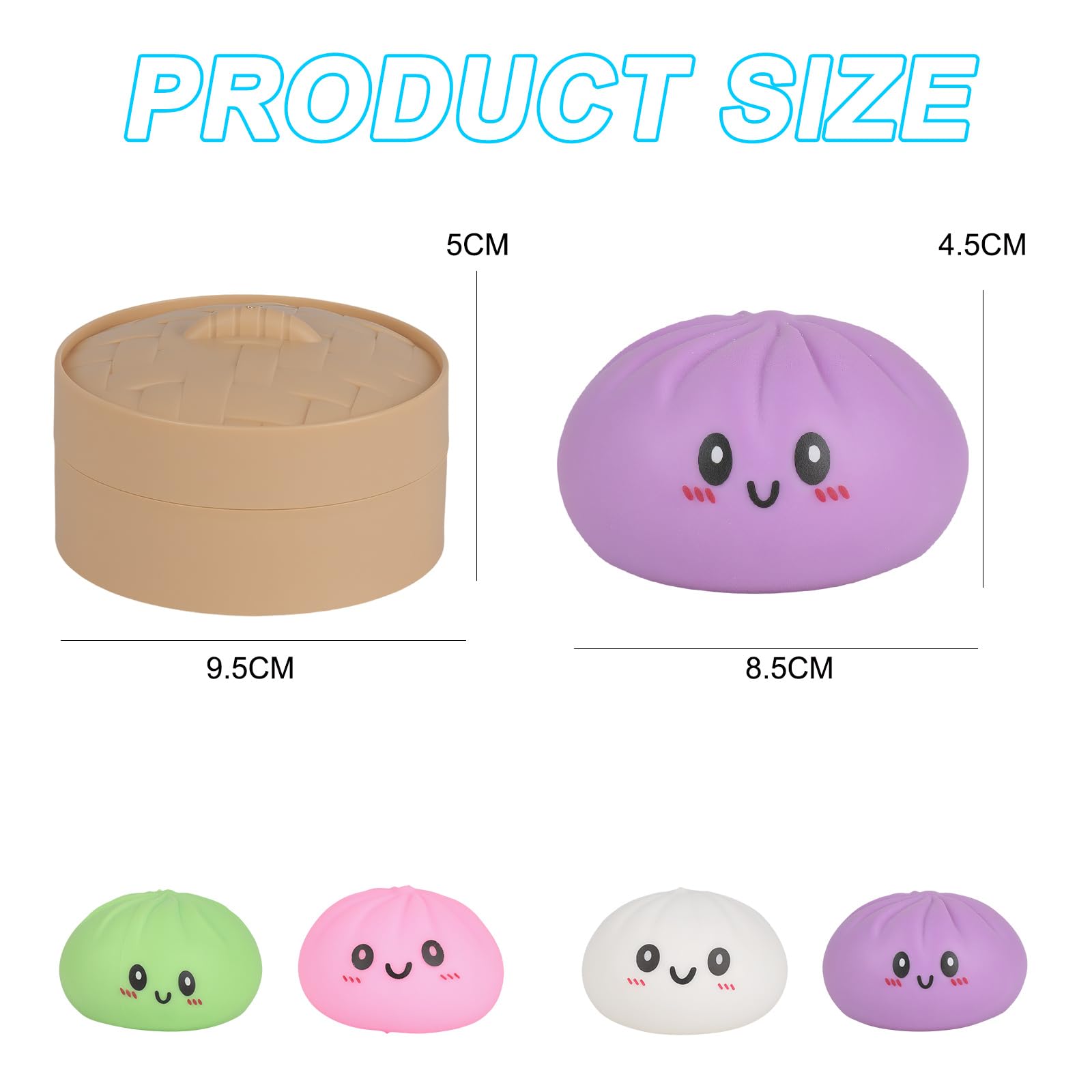 Mystery Dumplings Squishy with Steamer, Random Squishy Dumpling Mystery Glitter Dumpling Squishies, Dumplings Squishy Toy - Image 2