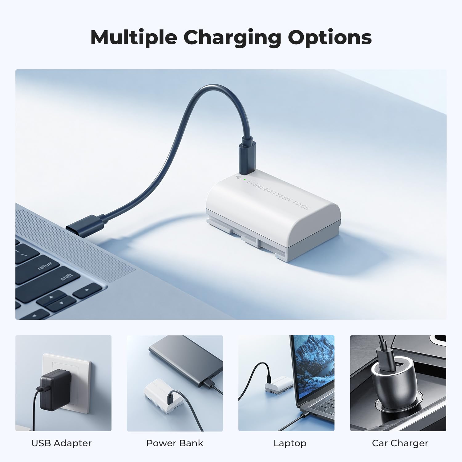 K&F CONCEPT 2-Pack Baterías LP-E6P 2520mAh Ion de Litio con USB-C, Compatibles con Canon R5 Mark II/R6 Mark III/II/R7/R6/R5/5D/6D/7D y más