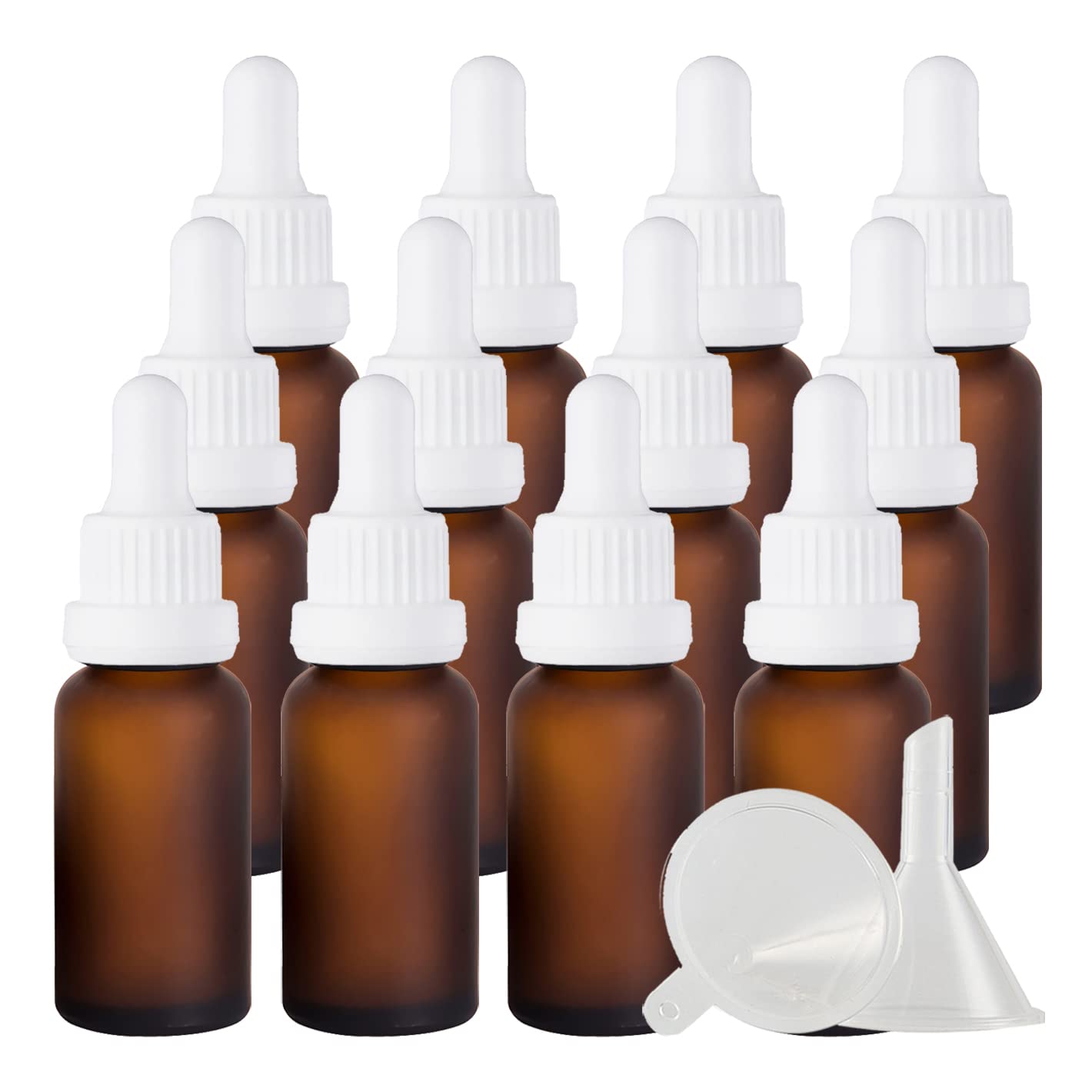 24 Pieza, 20ml Mate Marrón Botellas de Cristal con Pipeta, Frasco Cuentagotas Cristal con Tapón de Rosca Blanco a Prueba de Manipulaciones para Aromaterapia Aceites Esenciales