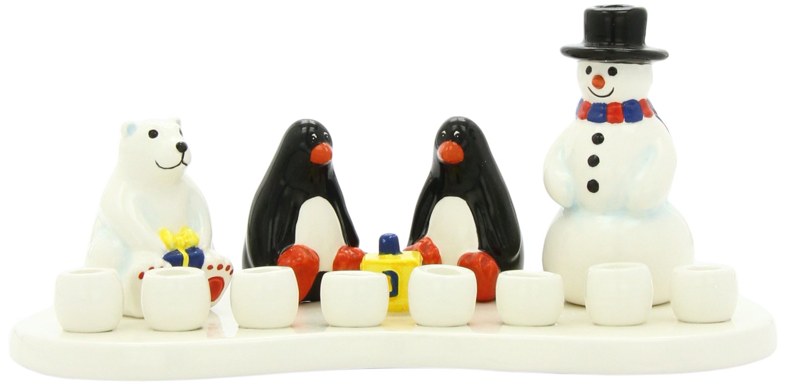 Gift Mark Themed Menorah, Ceramic Arctic