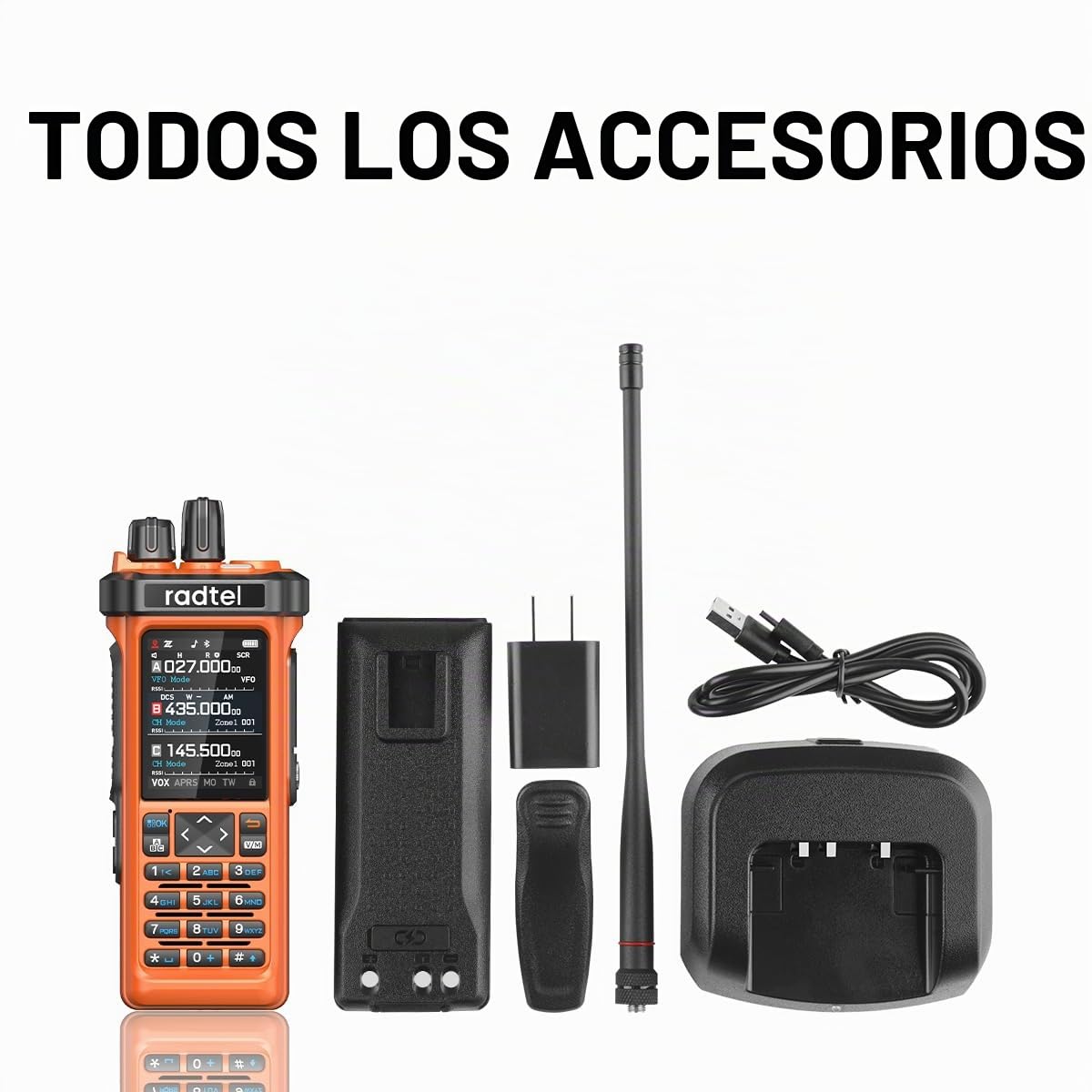 Radioaficionado Radtel RT-950 Pro GPS/APRS, walkie-Talkie portátil de Largo Alcance de 10 W, programación por aplicación Bluetooth, Color Naranja (con Cable de programación)