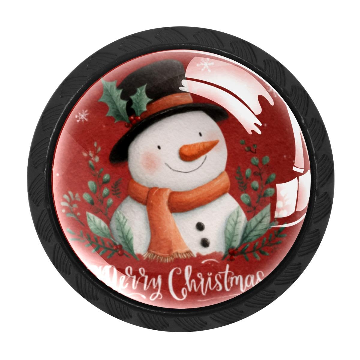 4 PCS Kitchen Cabinet Knobs, Snowman Christmas Drawer Knobs Dresser Handles