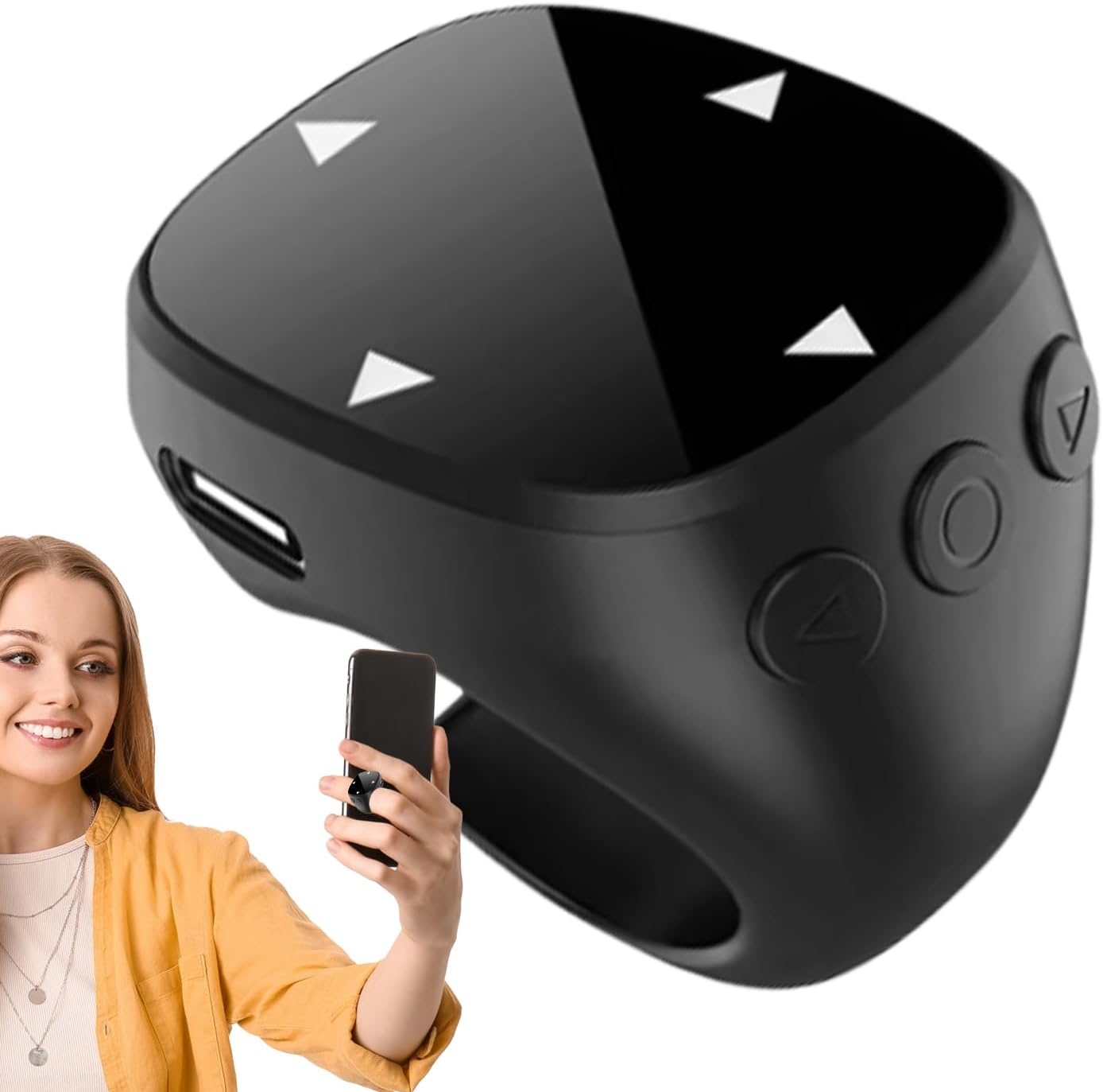 Scroll Ring | Touch Wireless Finger Scroller, Ring Device, Presentation, Live Streaming, Music Playback, Camera Control, Photo Viewing, Gaming, Convenient Ring